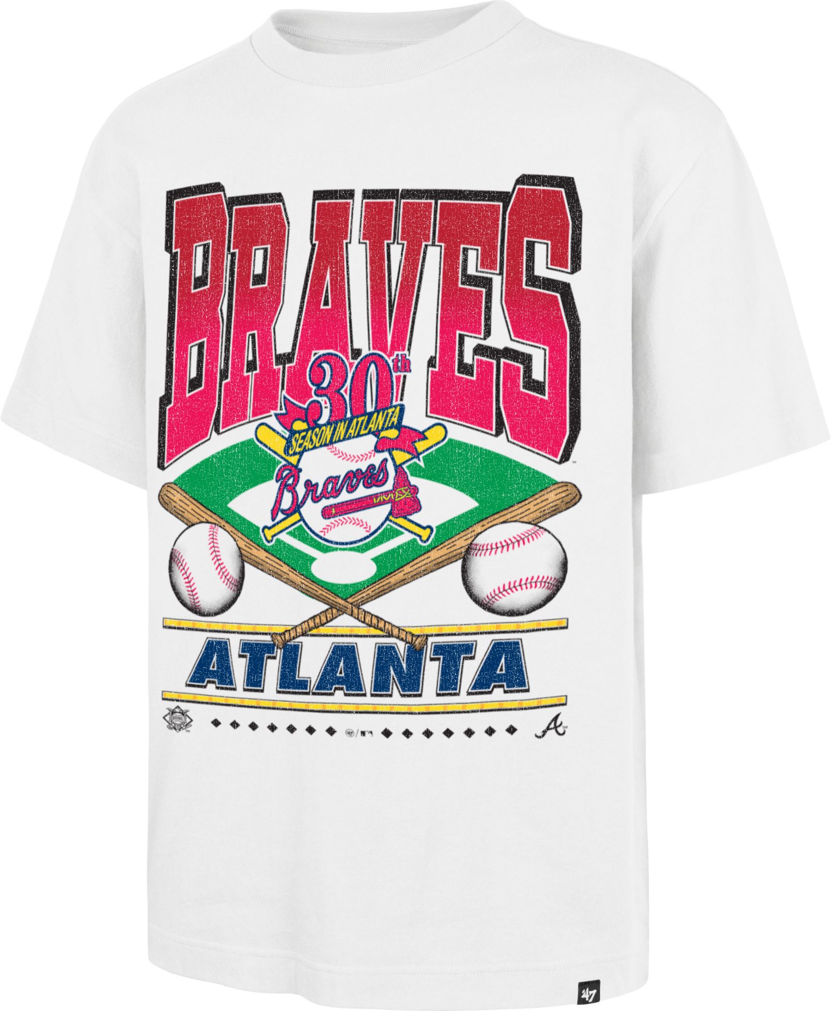 '47 Men's Atlanta Braves White Cooperstown Straight Shot T-Shirt