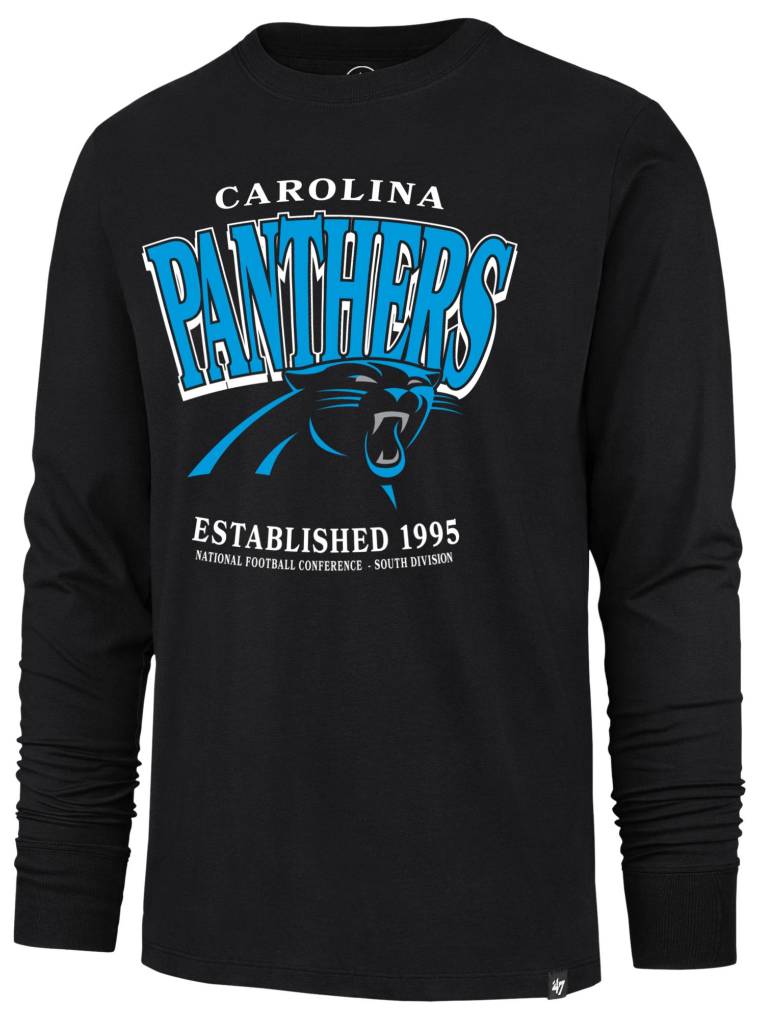 '47 Men's Carolina Panthers Black Checkdown Franklin Long Sleeve Shirt