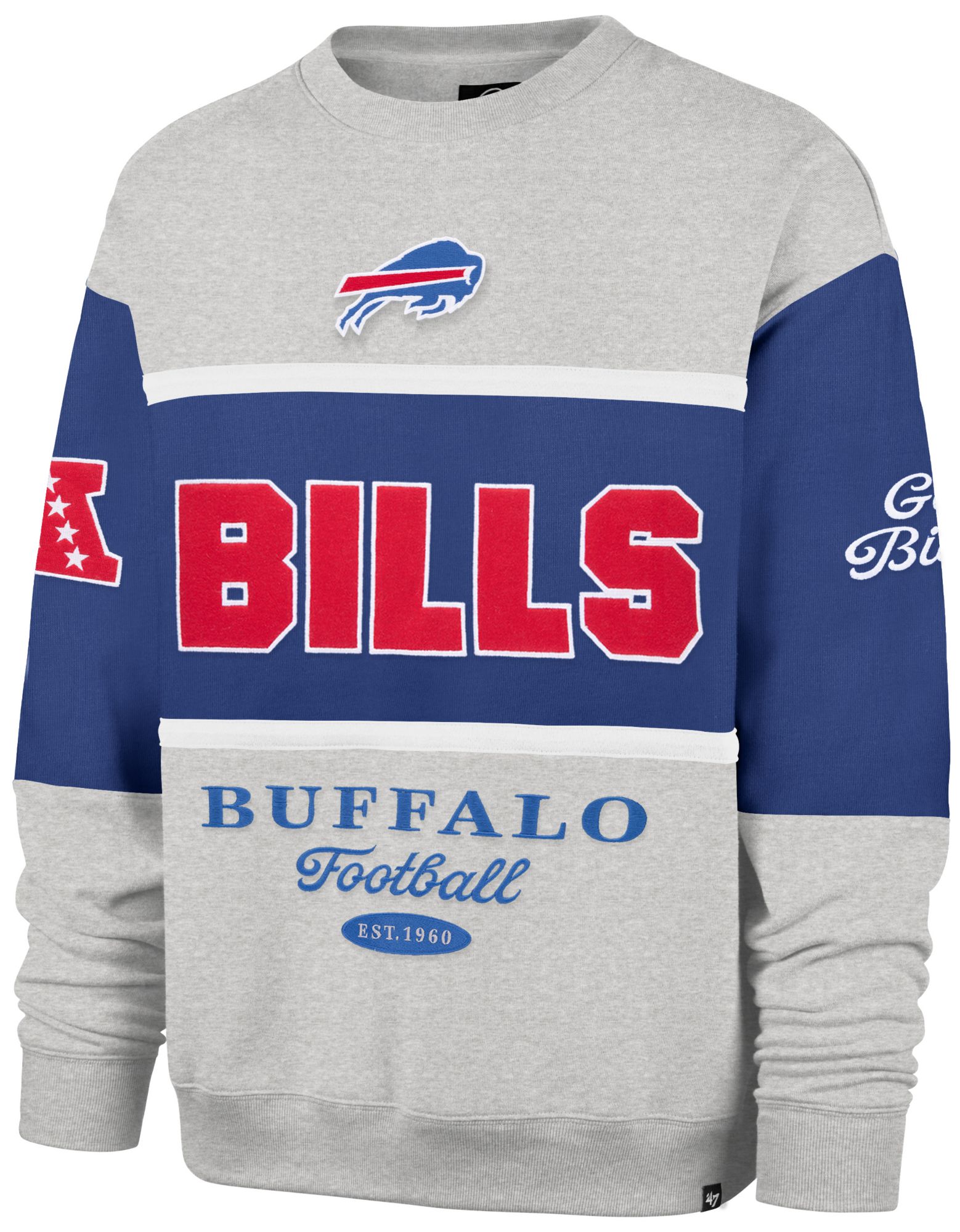 '47 Men's Buffalo Bills Blue Blockfield Crewneck Sweatshirt