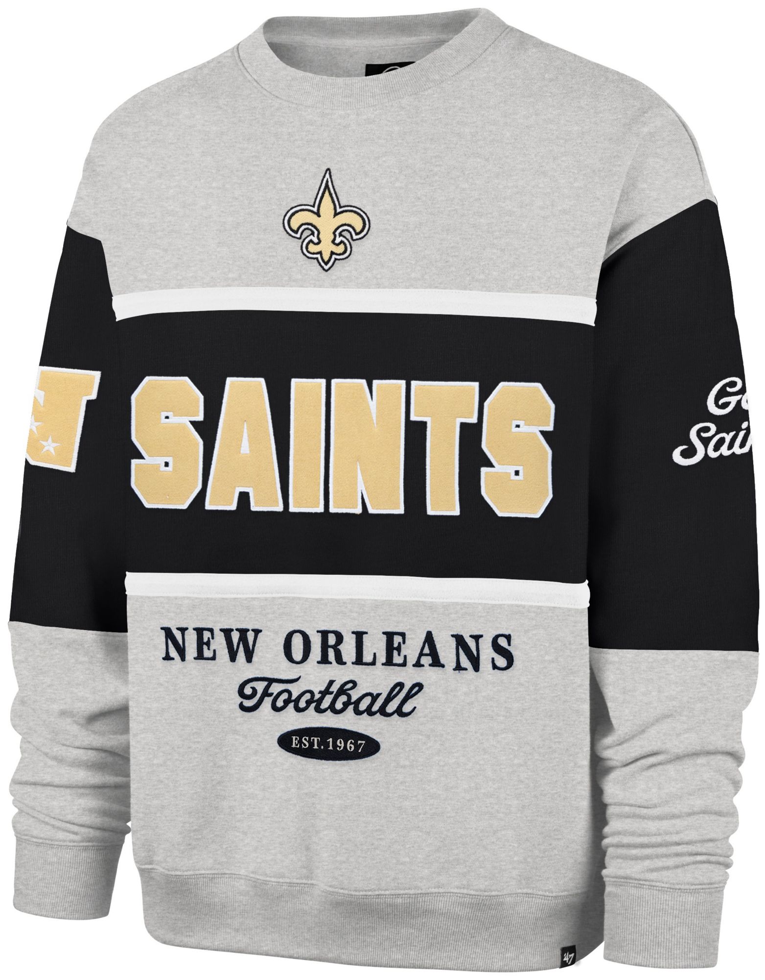 '47 Men's New Orleans Saints Black Blockfield Crewneck Sweatshirt