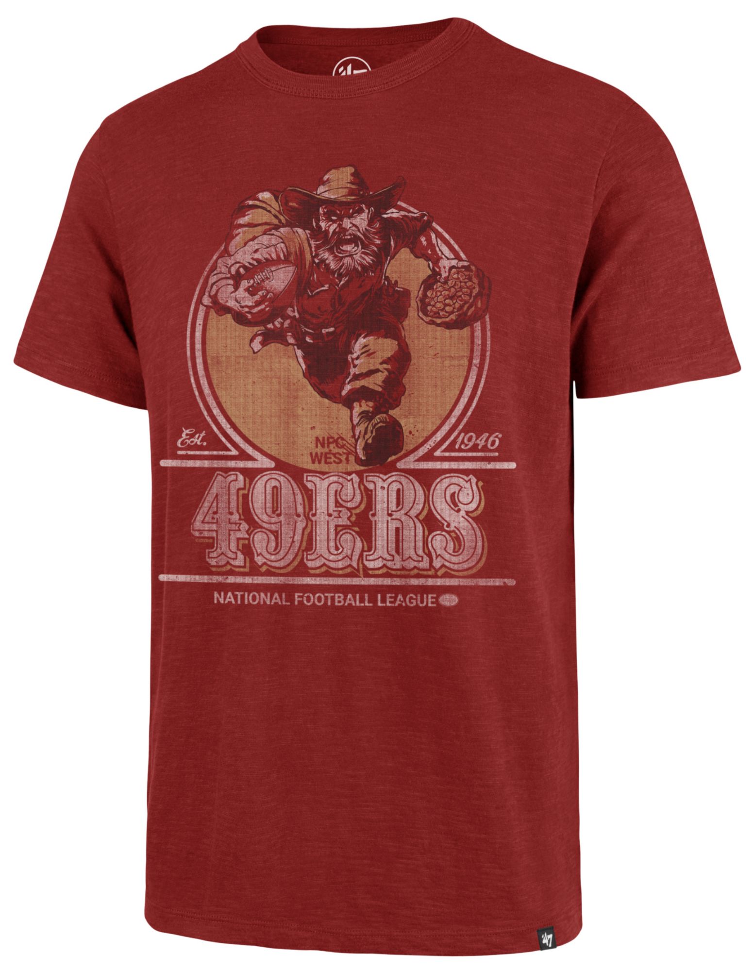 '47 Men's San Francisco 49ers Rese Red Mascot Scrum T-Shirt