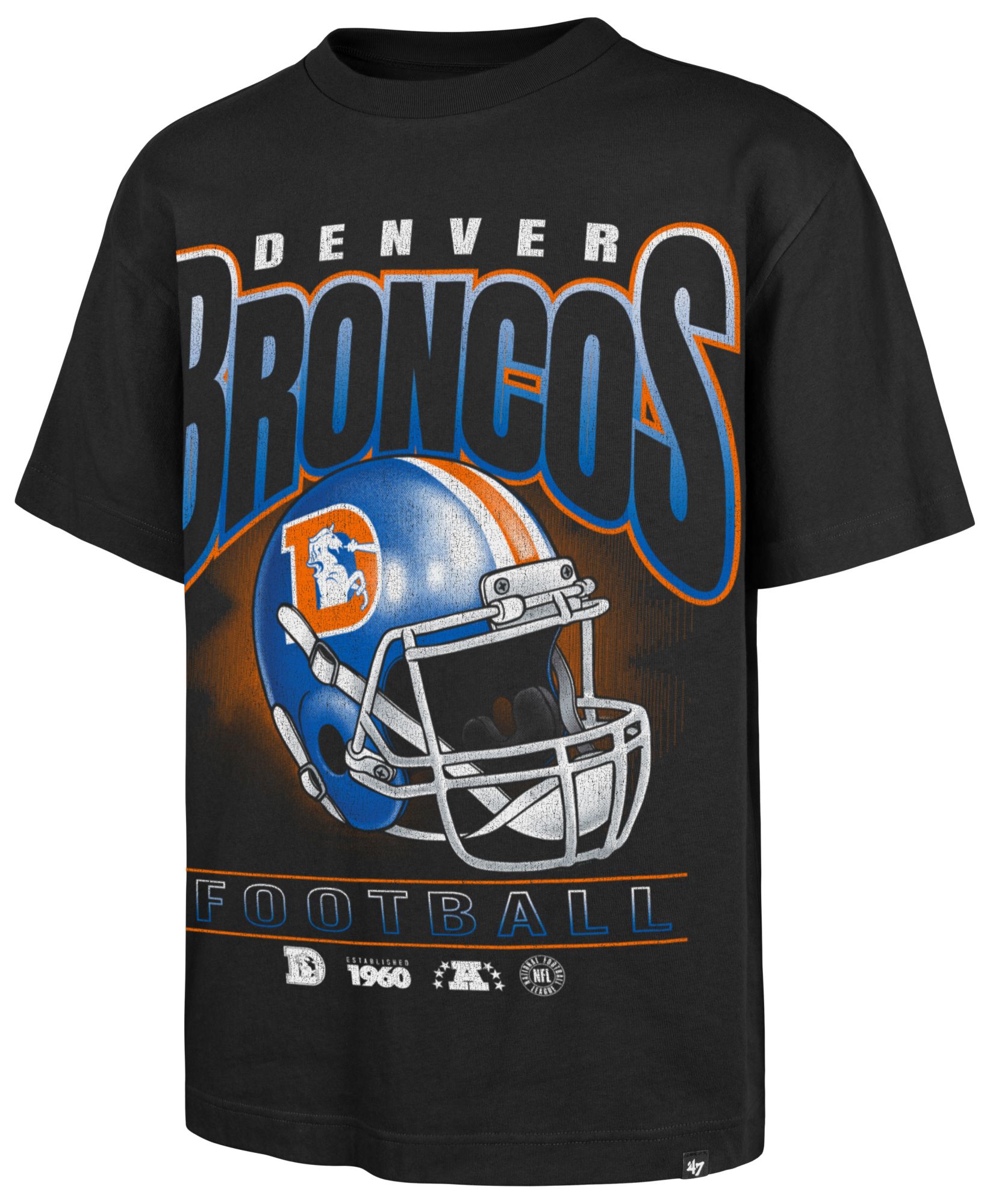'47 Men's Denver Broncos Black Helmet T-Shirt
