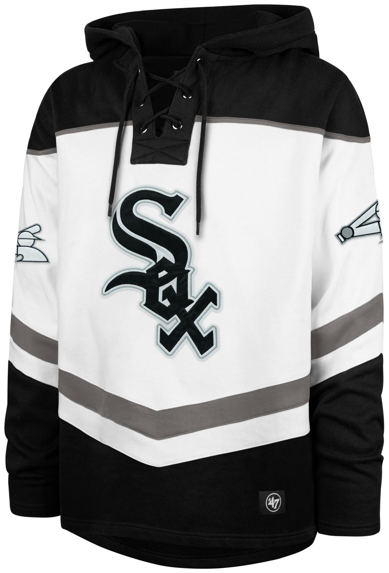 '47 Men's Chicago White Sox White Tri Satin Layup Lacer Hoodie