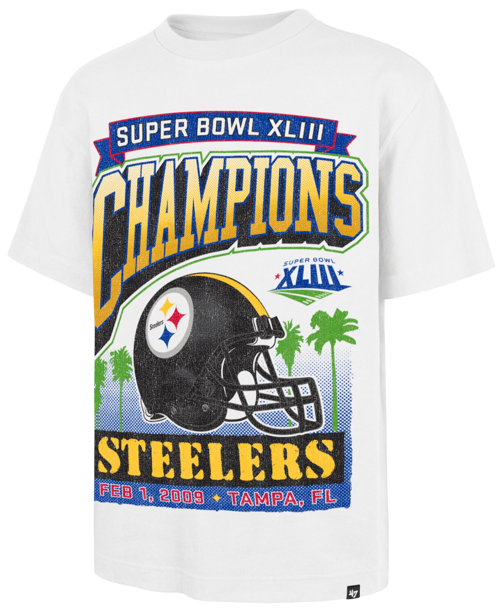 '47 Men's Pittsburgh Steelers White Champs Foundation T-Shirt