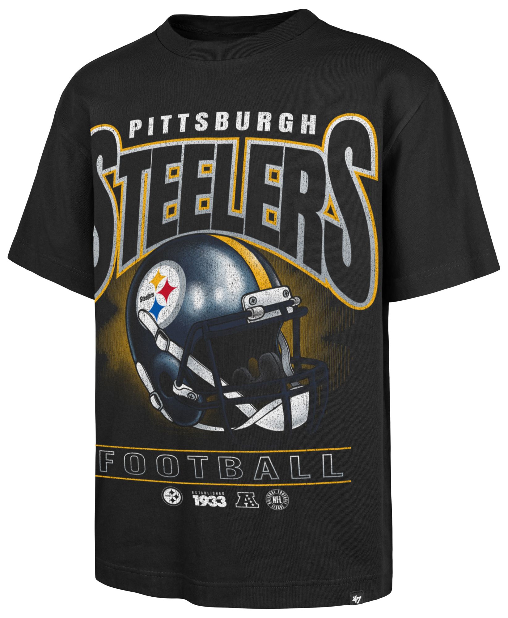 '47 Men's Pittsburgh Steelers Black Helmet T-Shirt