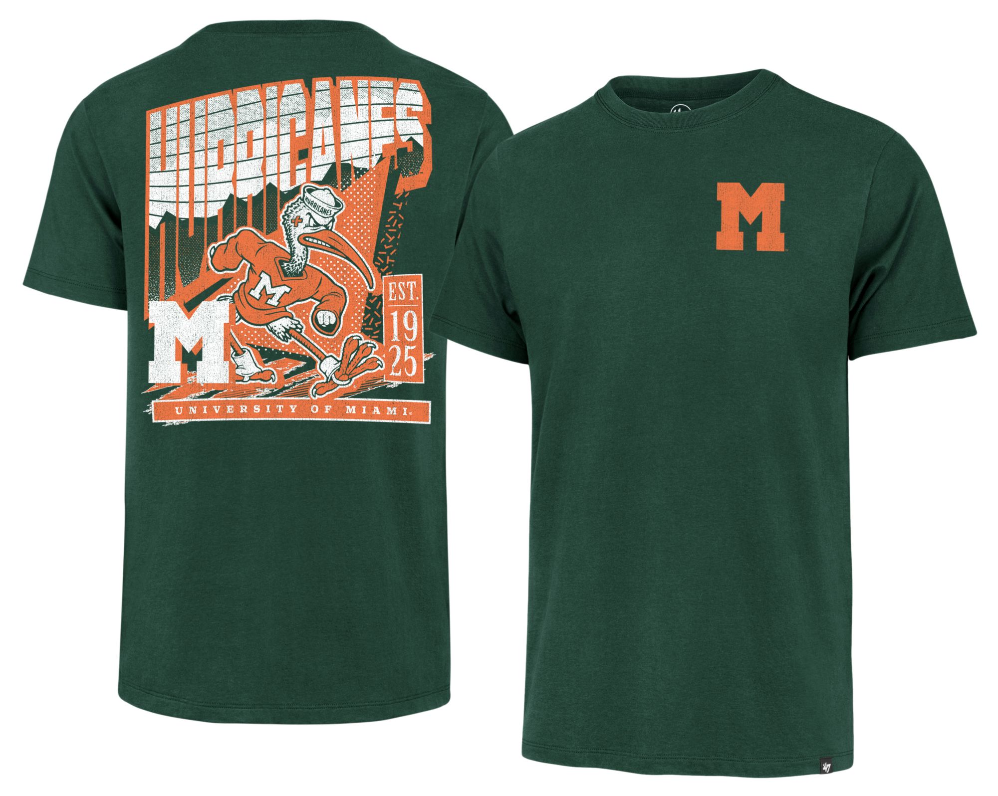 '47 Men's Miami Hurricanes Elm Green Reppin' T-Shirt