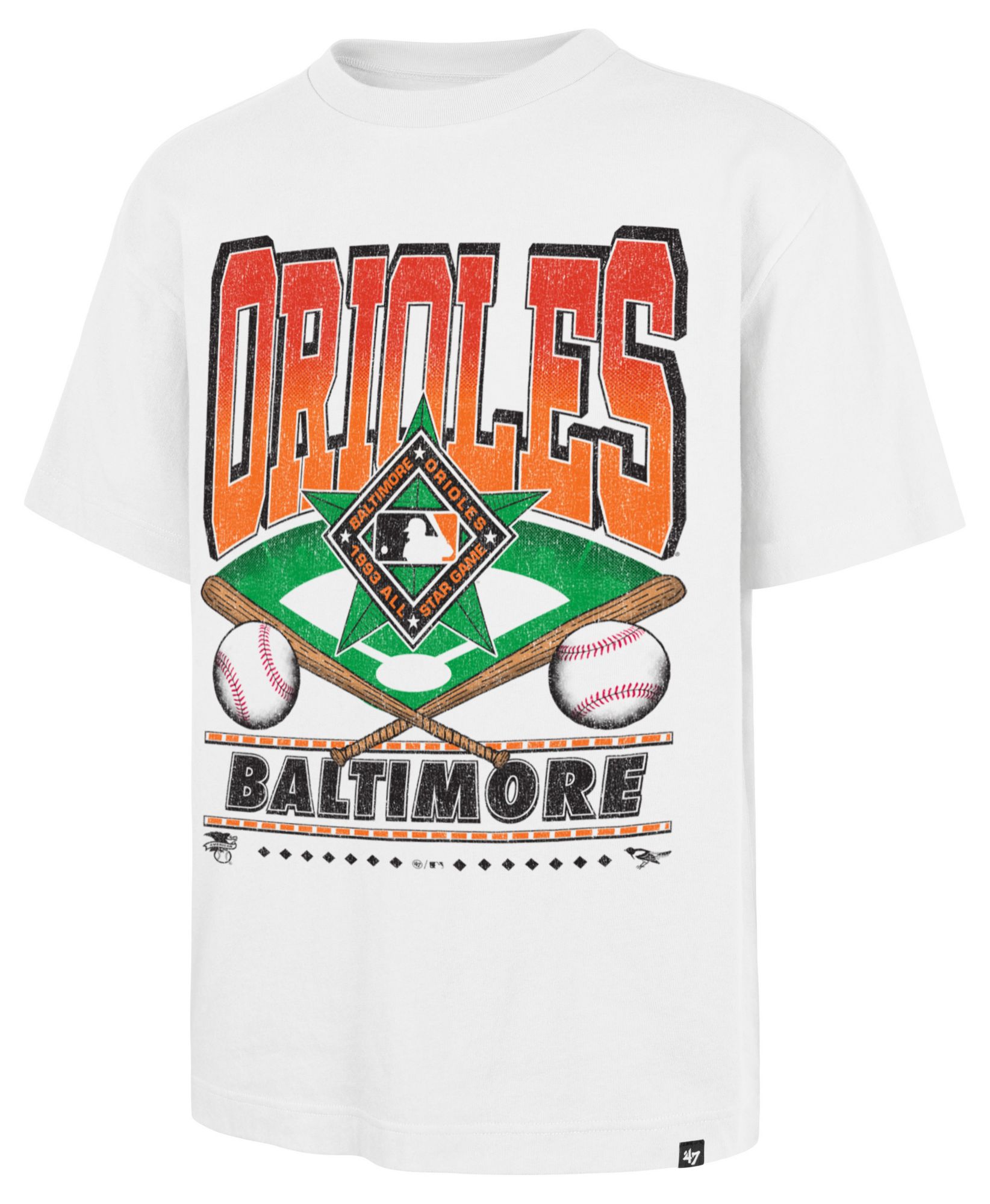 '47 Men's Baltimore Orioles White Cooperstown Straight Shot Foundation T-Shirt