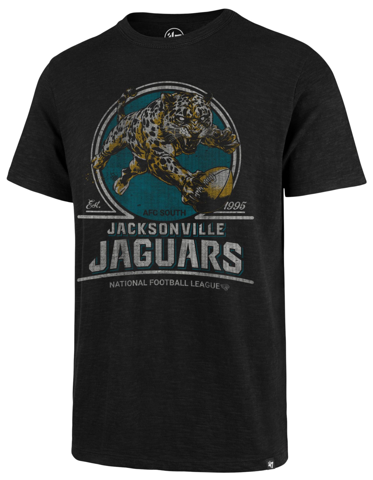 '47 Men's Jacksonville Jaguars Jet Black Mascot Scrum T-Shirt