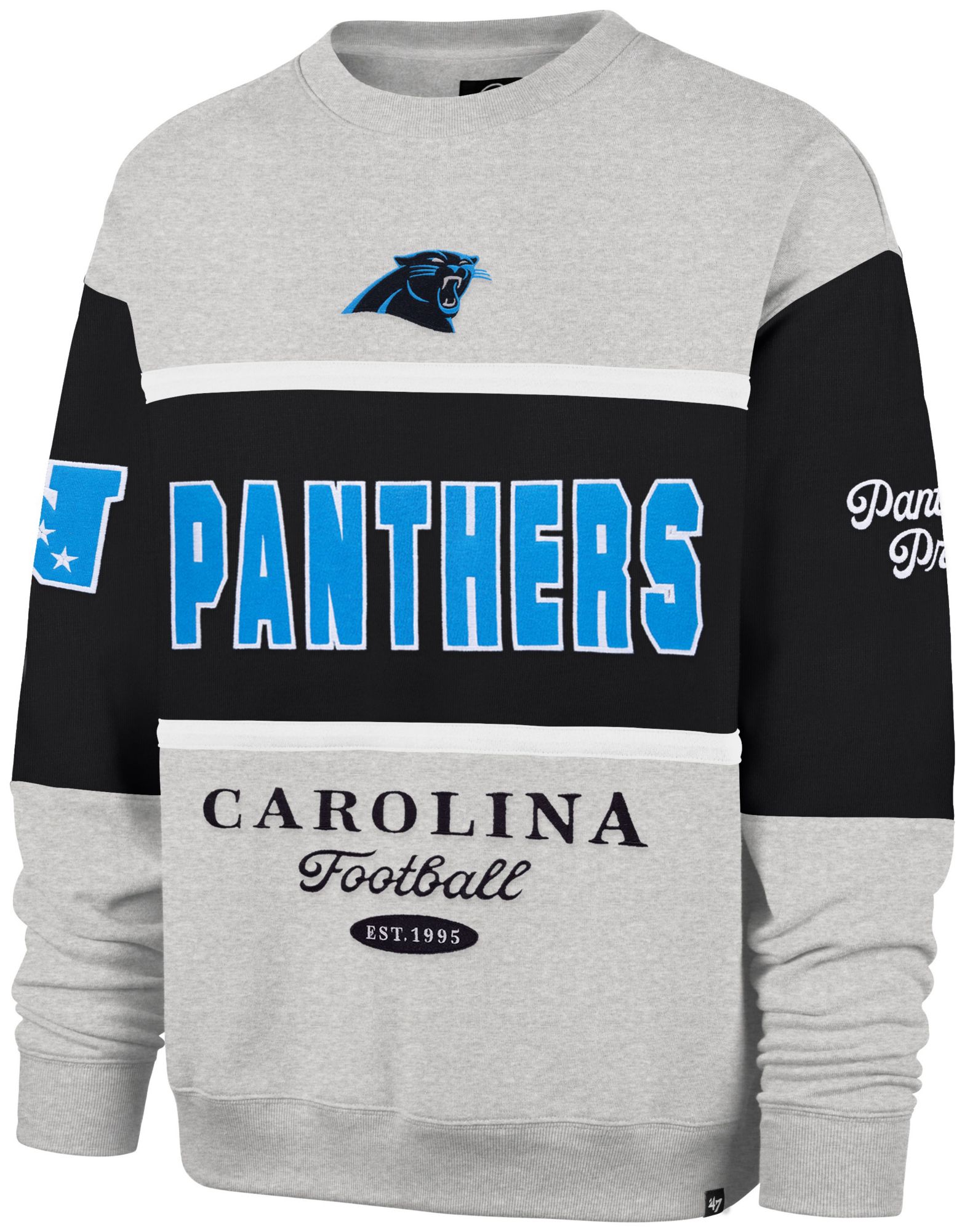 '47 Men's Carolina Panthers Blockfield Crewneck Sweatshirt