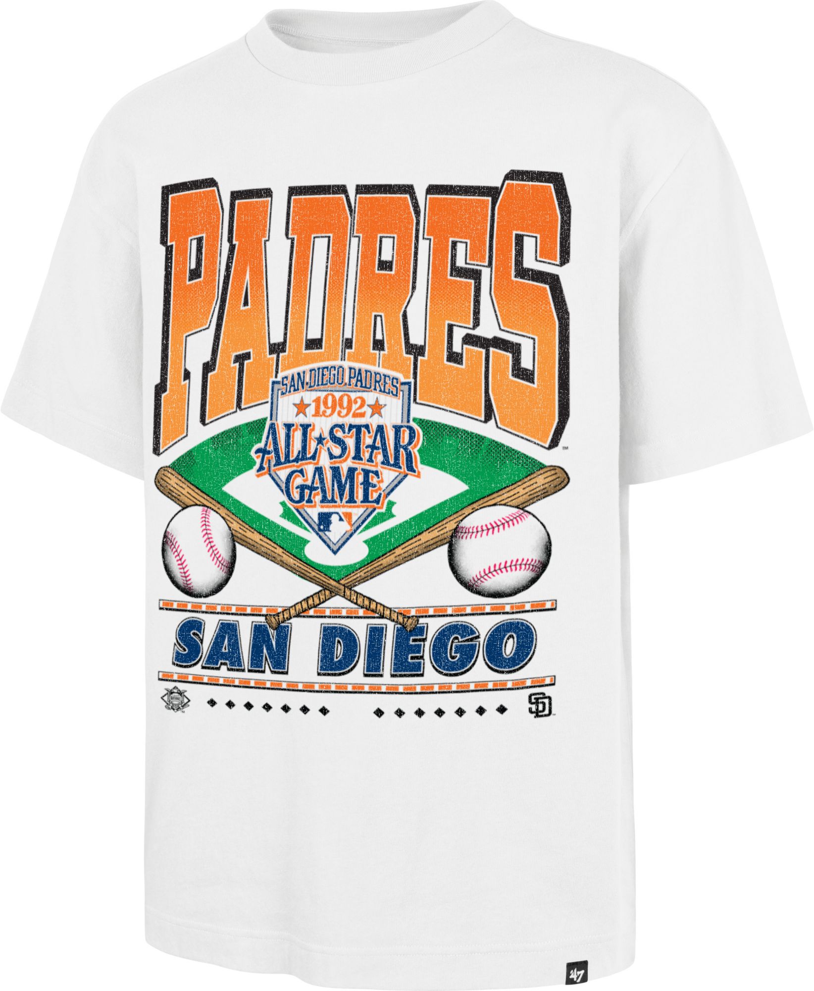 '47 Men's San Diego Padres White Cooperstown Straight Shot T-Shirt