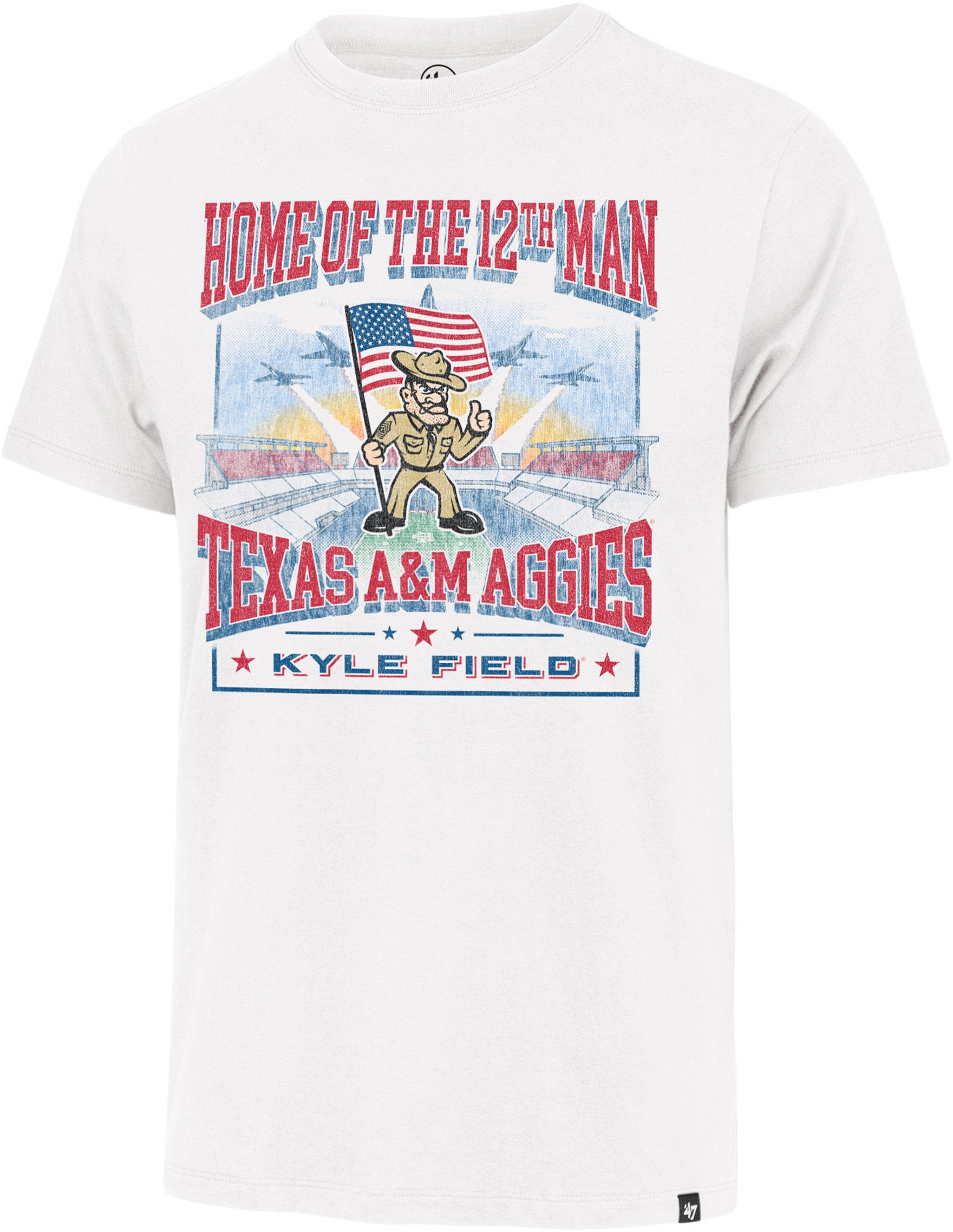 '47 Adult Texas A&M Aggies Ol' Sarge Flag Red White and Bue T-Shirt, Men's