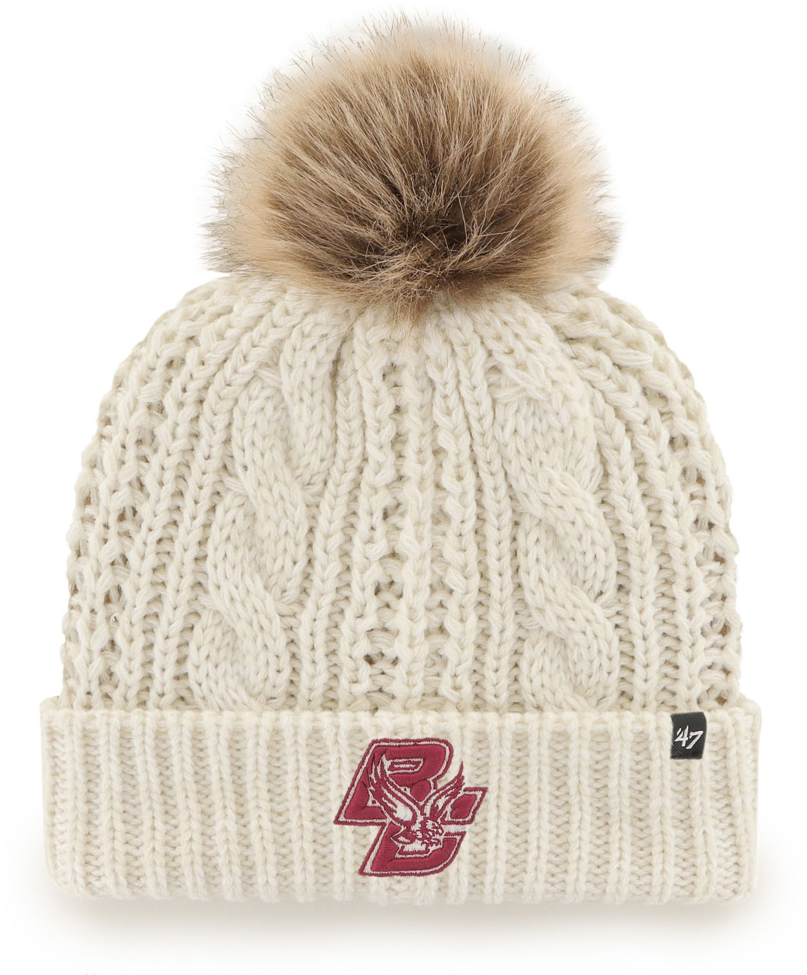 '47 Women's Boston College Eagles Meeko Cuffed Knit Pom Beanie, White