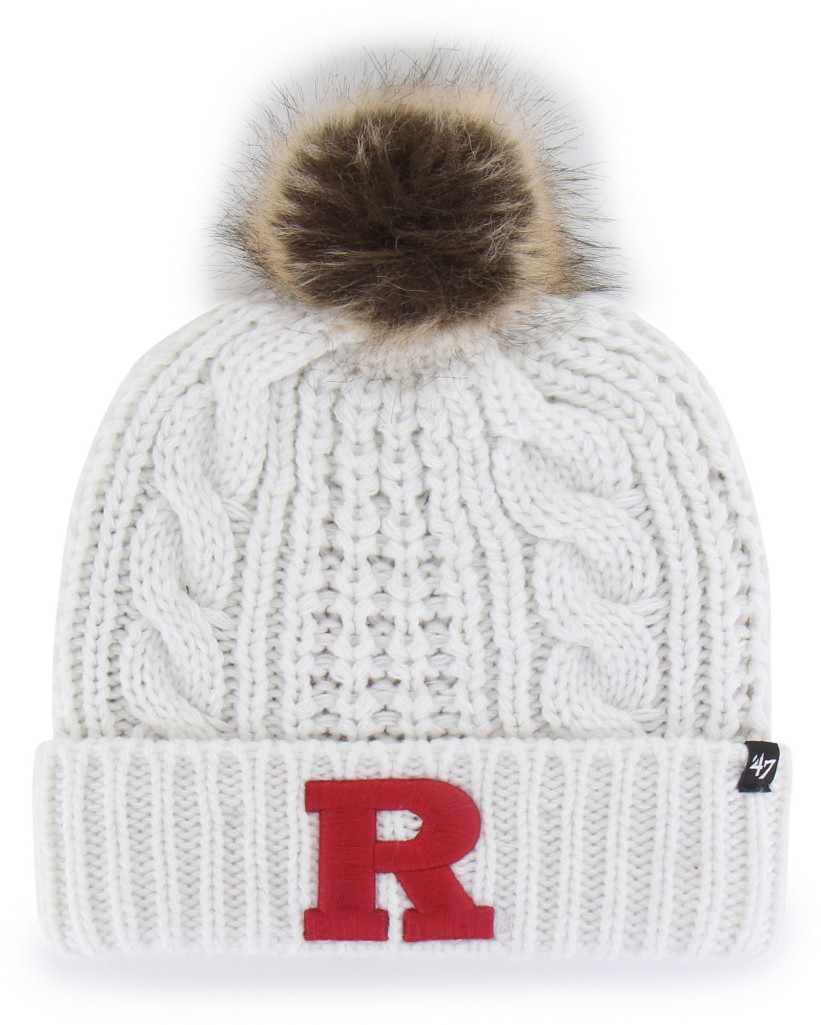 '47 Women's Rutgers Scarlet Knights Meeko Cuffed Knit Pom Beanie, White