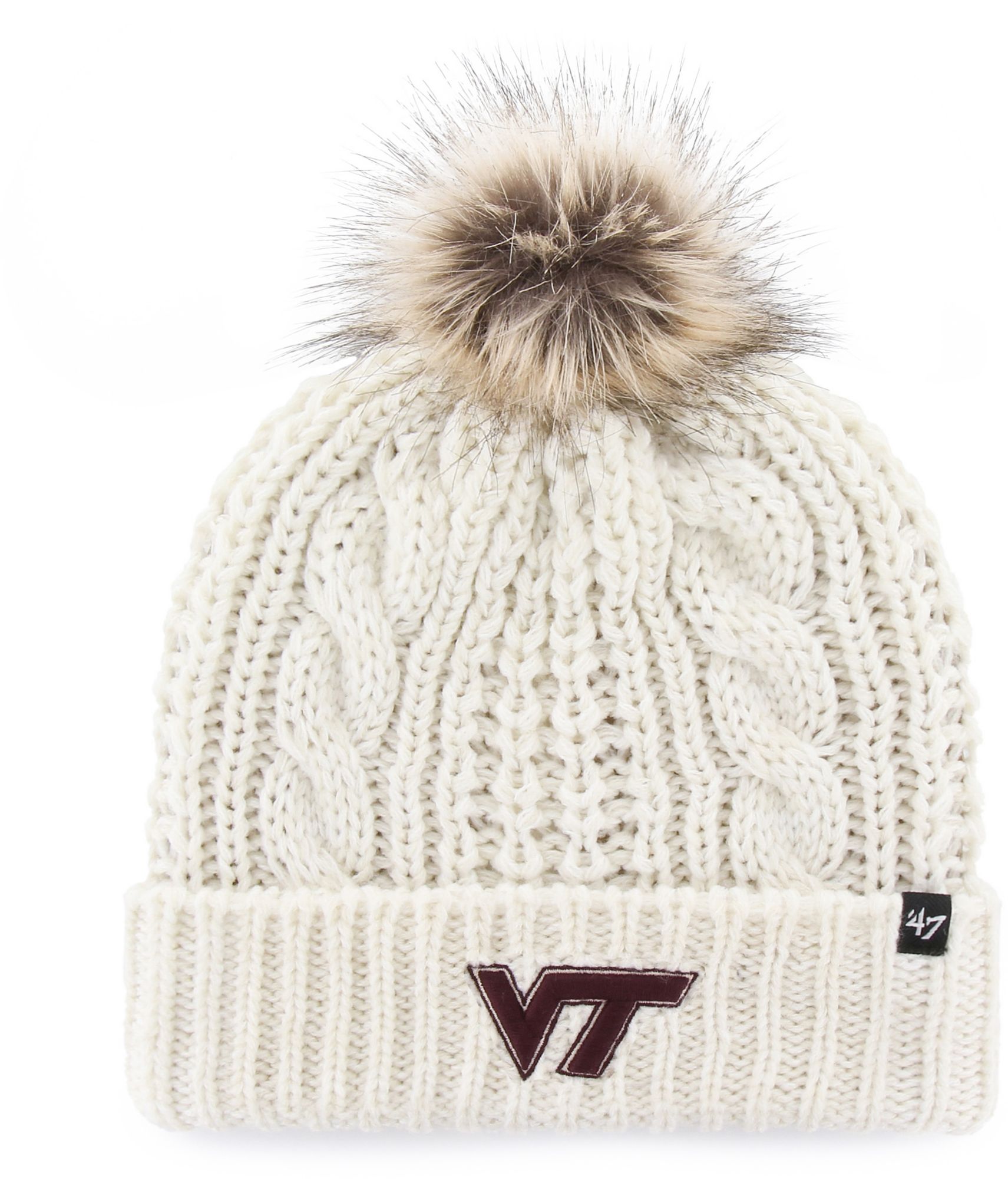 '47 Women's Virginia Tech Hokies Meeko Cuffed Knit Pom Beanie, White