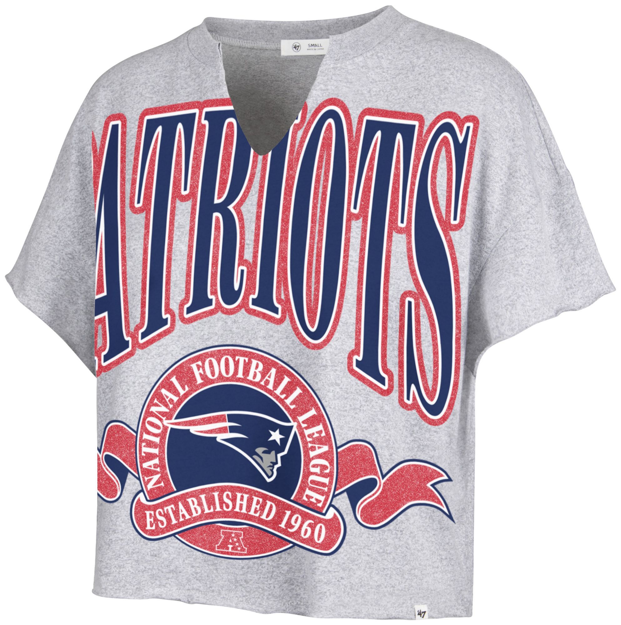 47 Women's New England Patriots Gray Banners Out Oversized T-Shirt
