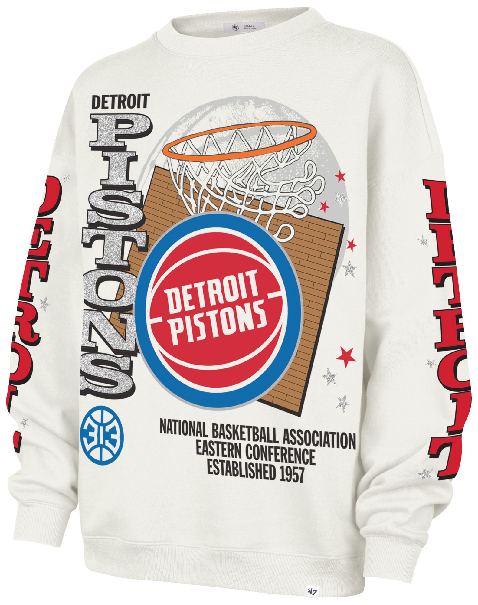 '47 Women's Detroit Pistons Thunderous Oversized Crewneck Sweatshirt
