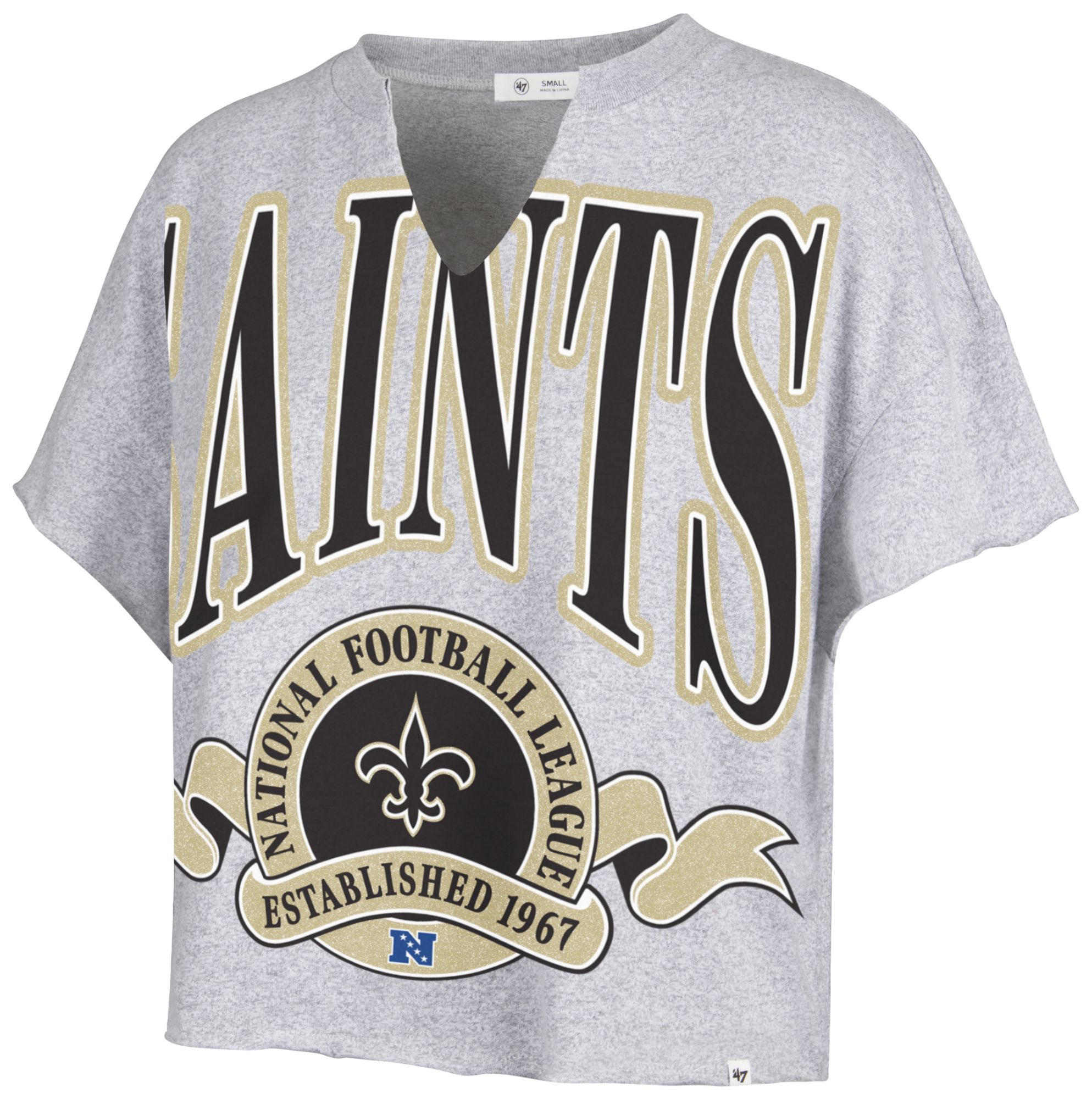 '47 Women's New Orleans Saints Gray Banner Out T-Shirt