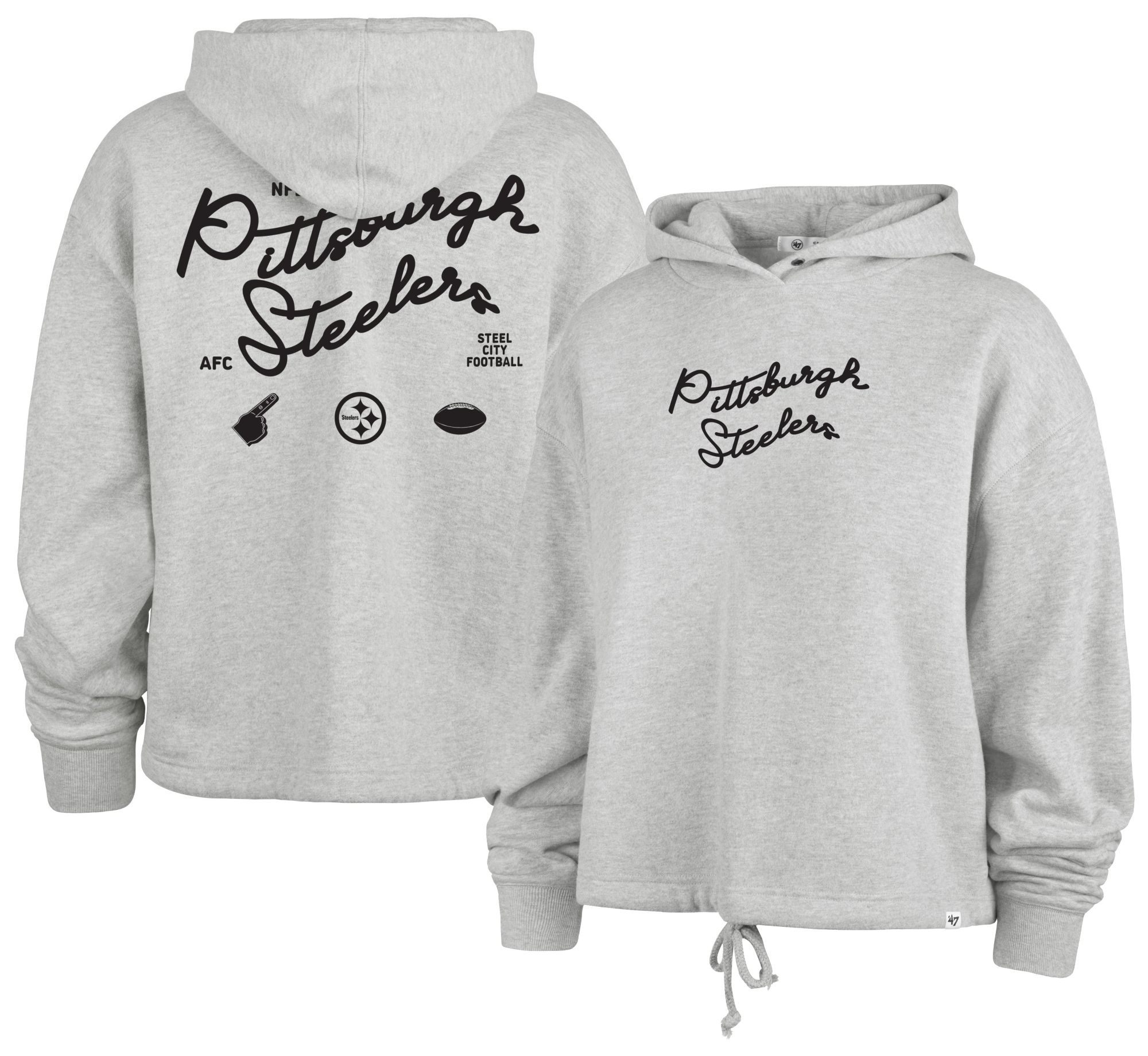 '47 Women's Pittsburgh Steelers Gray Script Venice Hoodie