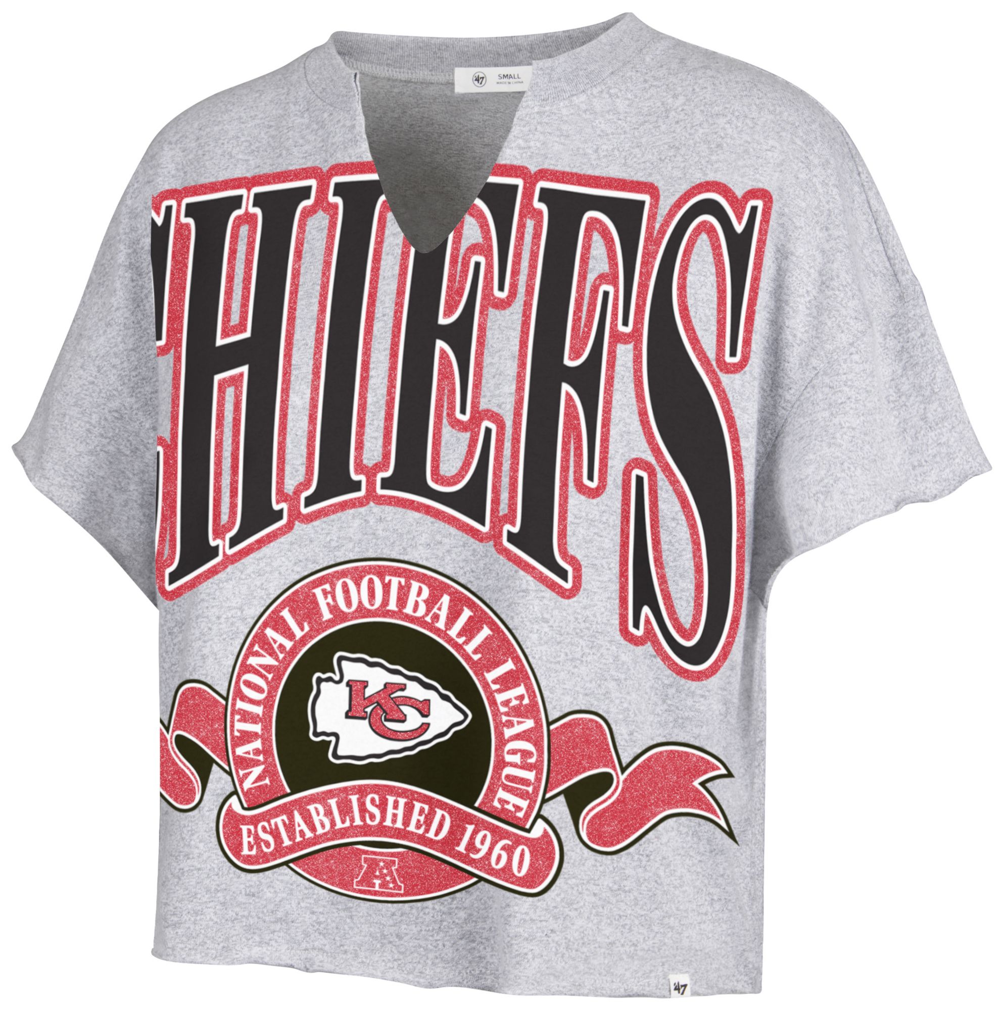 '47 Women's Kansas City Chiefs Gray Banner Out T-Shirt