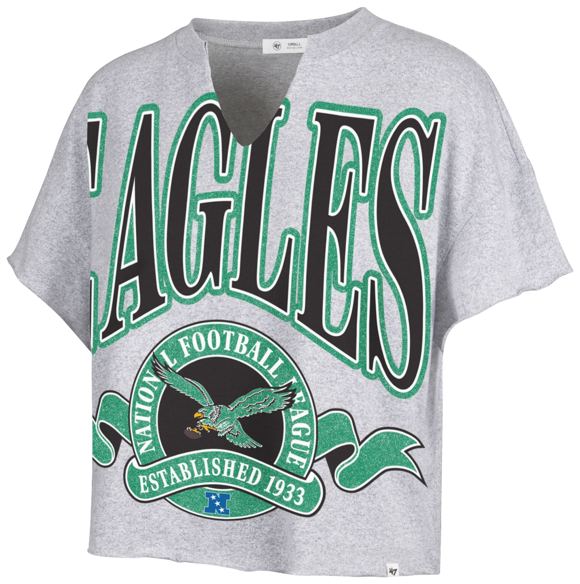 '47 Women's Philadelphia Eagles Gray Banner Out T-Shirt