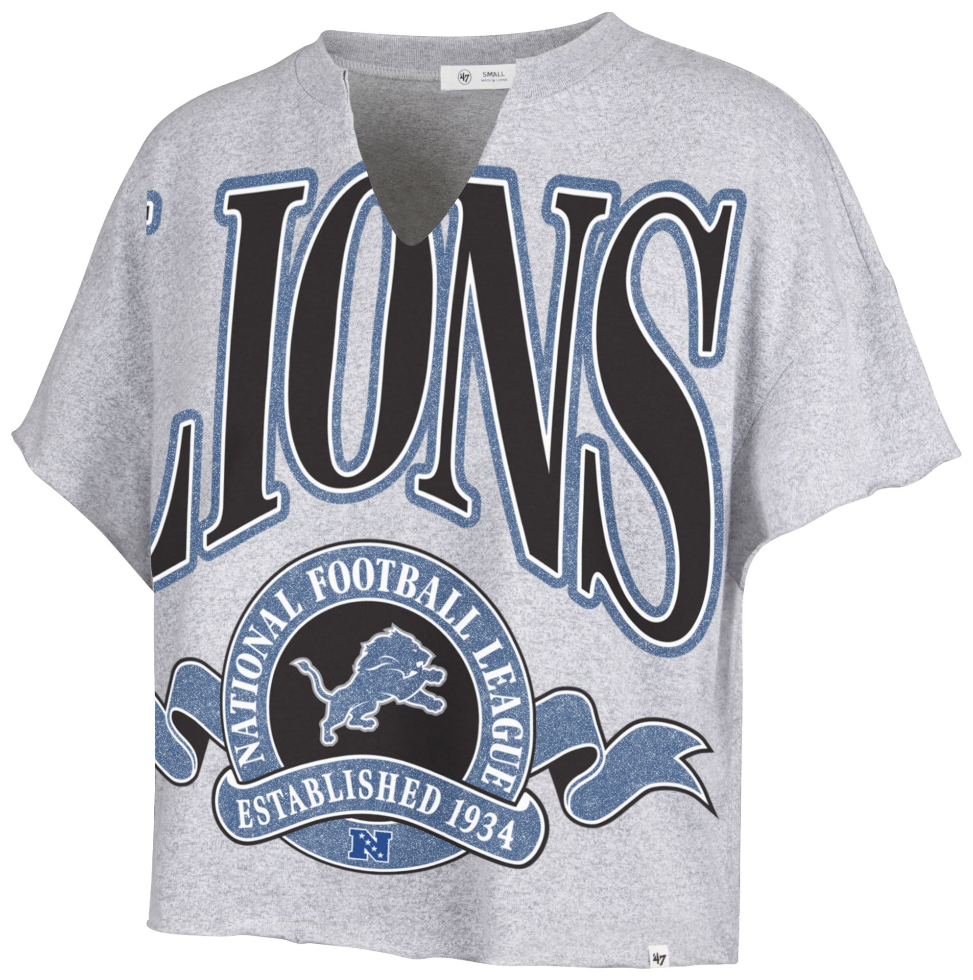 '47 Women's Detroit Lions Gray Banner Out T-Shirt