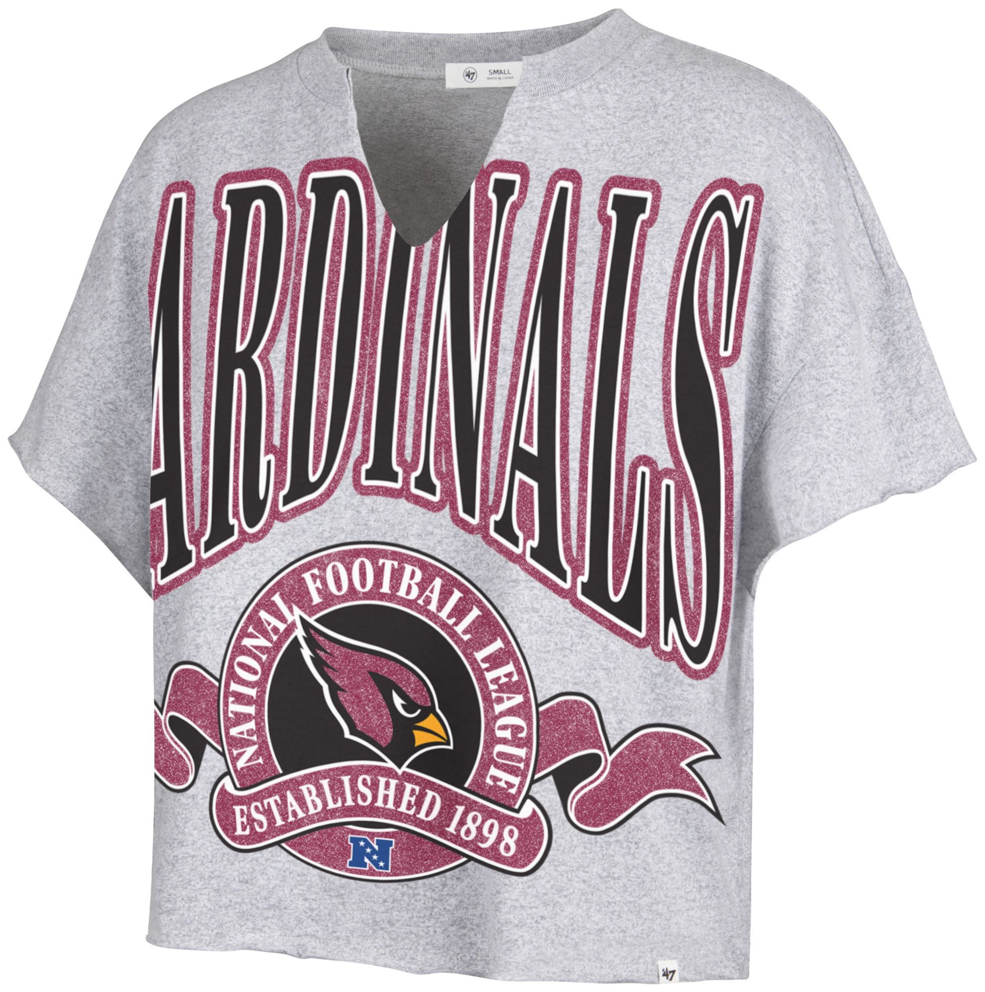 47 Women's Arizona Cardinals Gray Banners Out Oversized T-Shirt