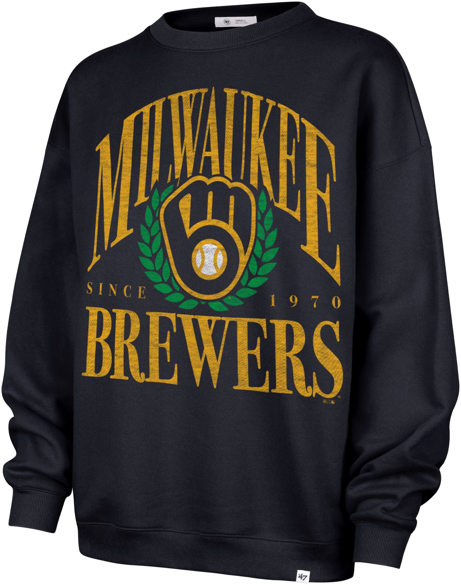 '47 Women's Milwaukee Brewers Pitch Out Oversized Crewneck Sweatshirt
