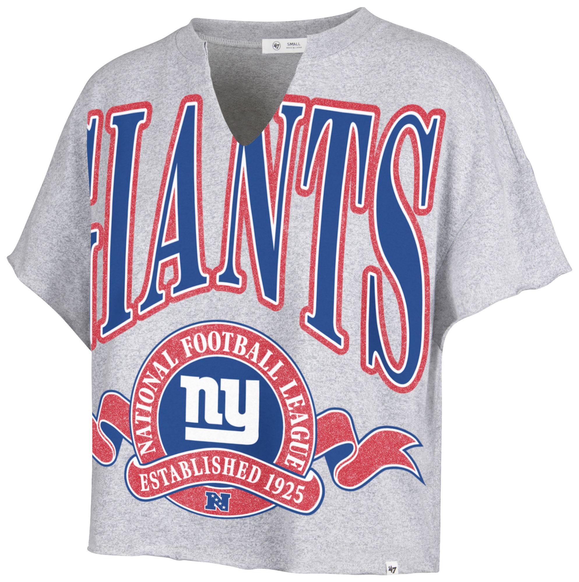 47 Women's New York Giants Gray Banners Out Oversized T-Shirt