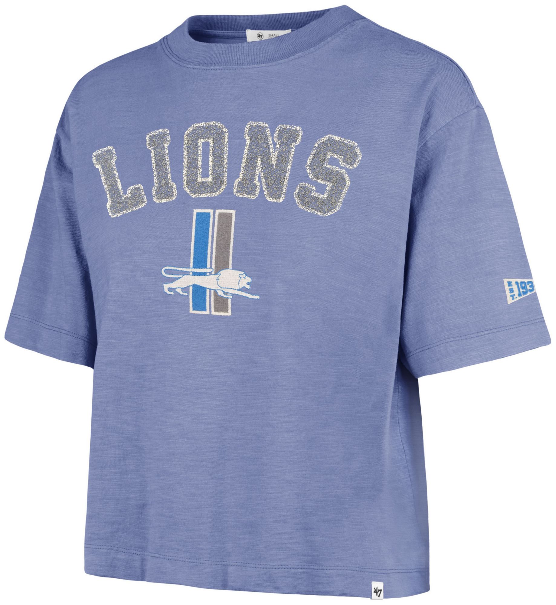 47 Women's Detroit Lions Thrift Blue Elmore Slub T-Shirt