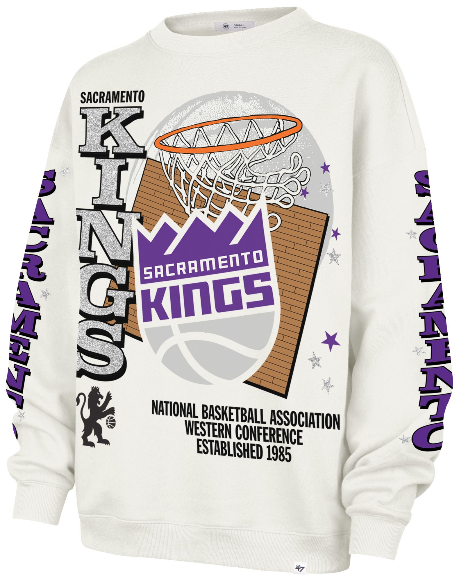 '47 Women's Sacramento Kings Thunderous Oversized Crewneck Sweatshirt, XL, White
