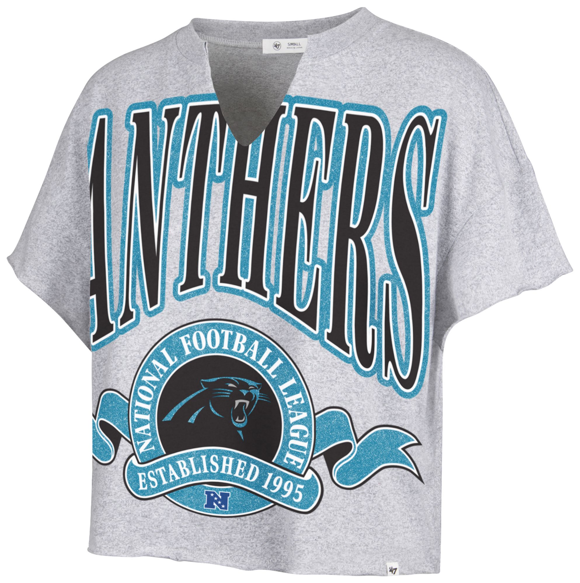 '47 Women's Carolina Panthers Gray Banner Out T-Shirt
