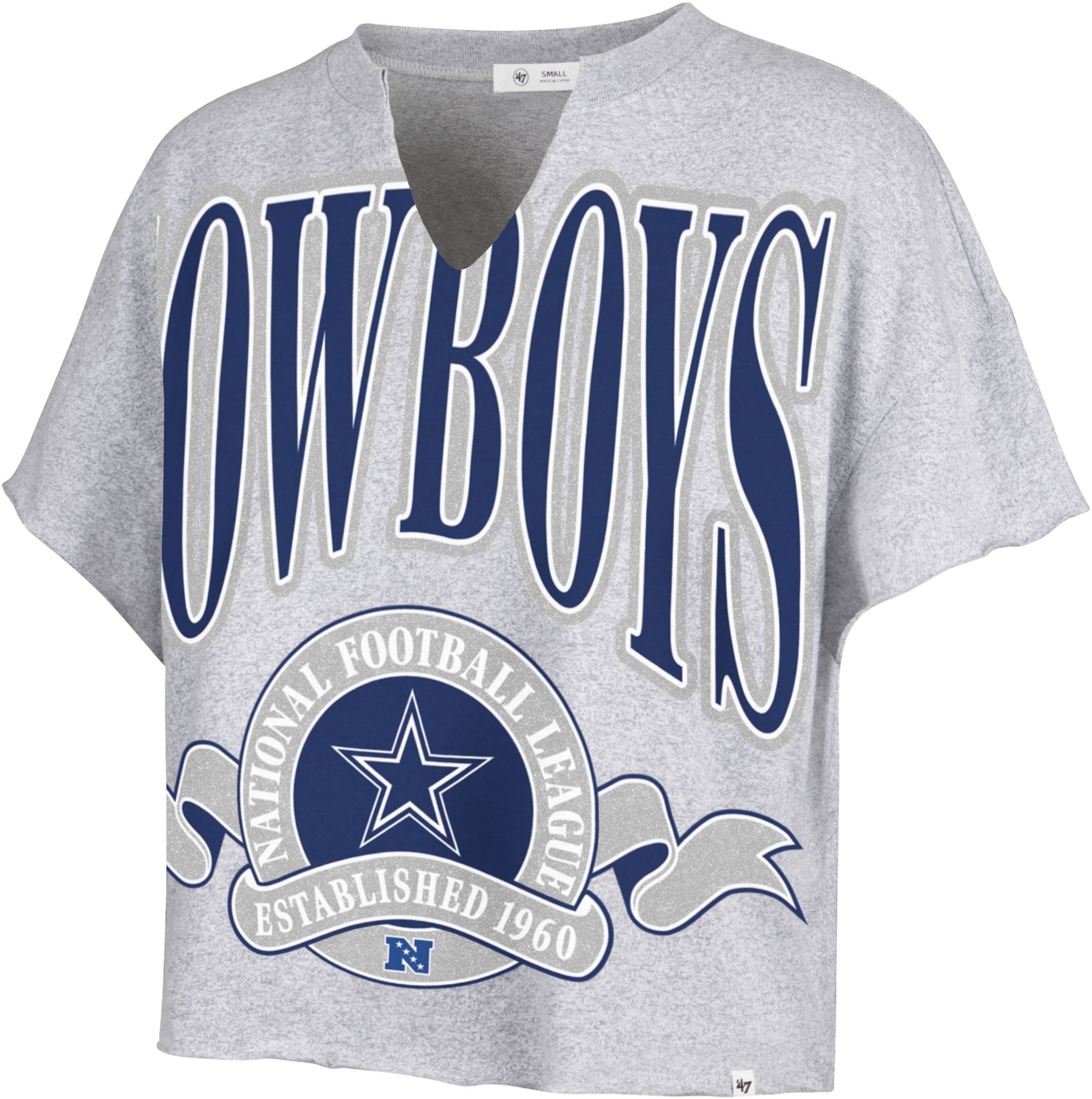 '47 Women's Dallas Cowboys Gray Banner Out T-Shirt