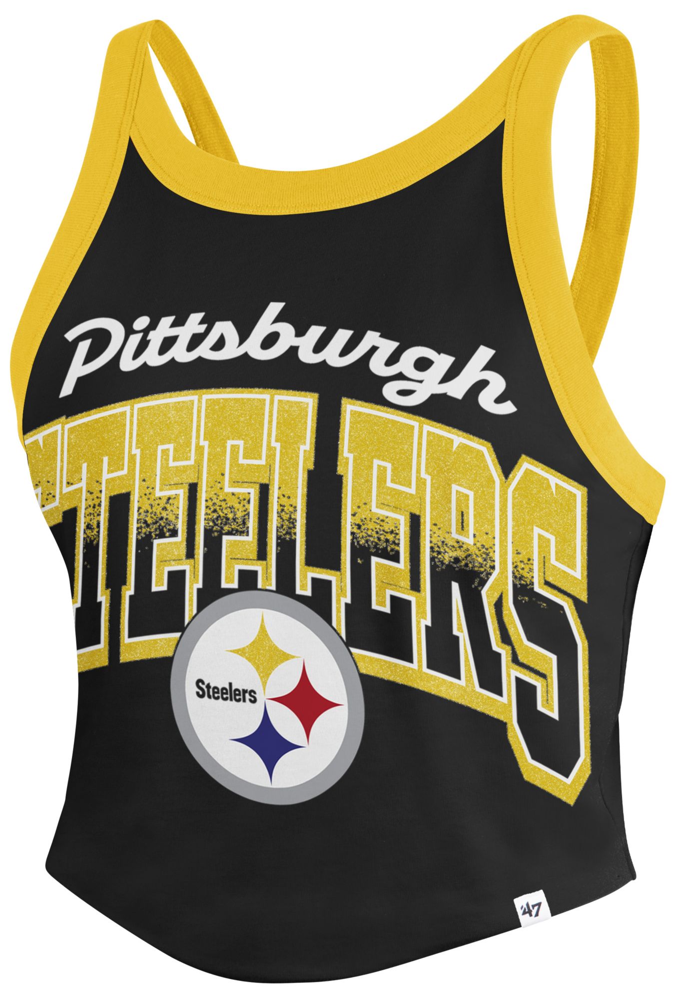 '47 Women's Pittsburgh Steelers Black Shimmer Tank
