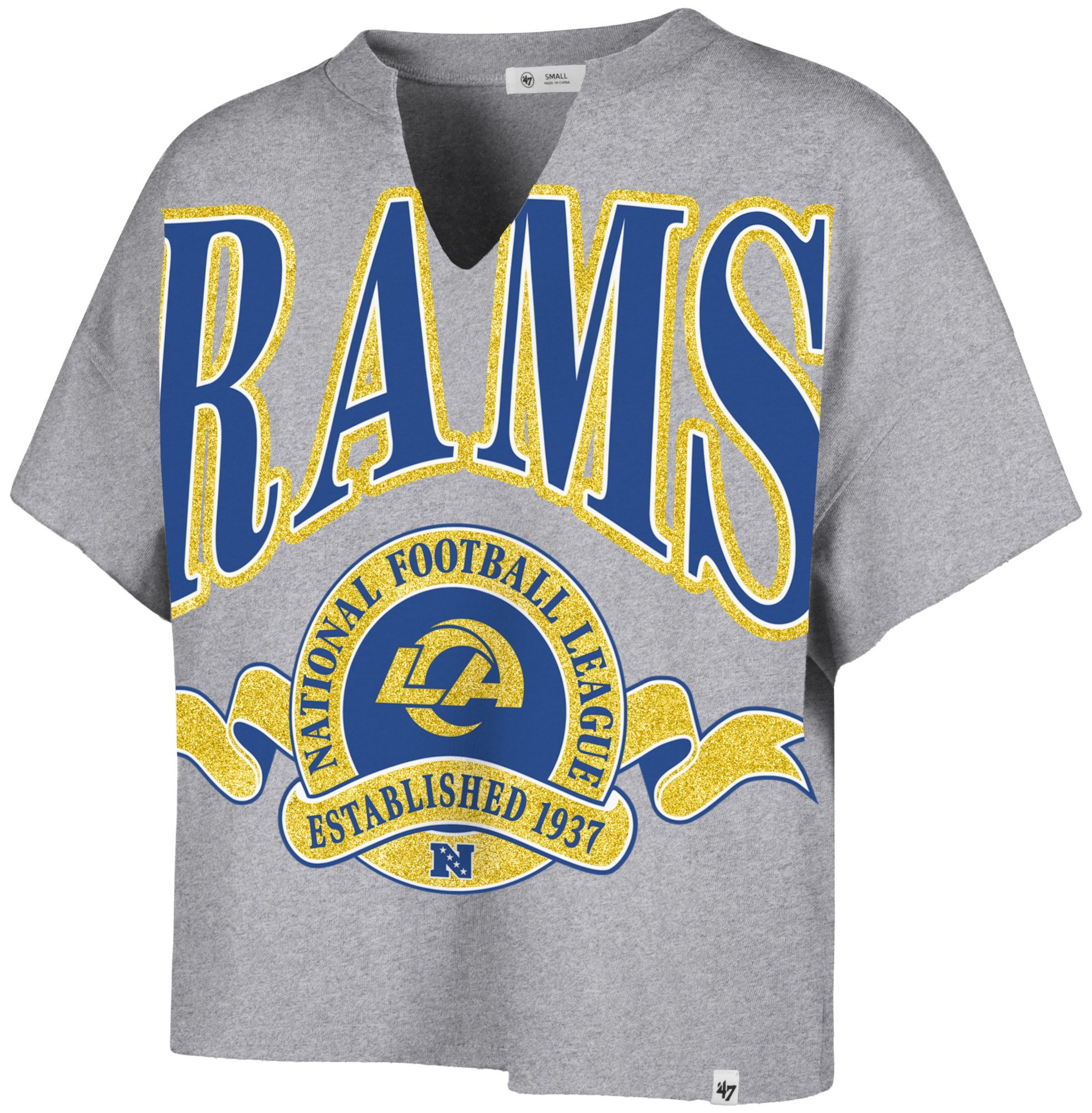 '47 Women's Los Angeles Rams Gray Banner Out T-Shirt