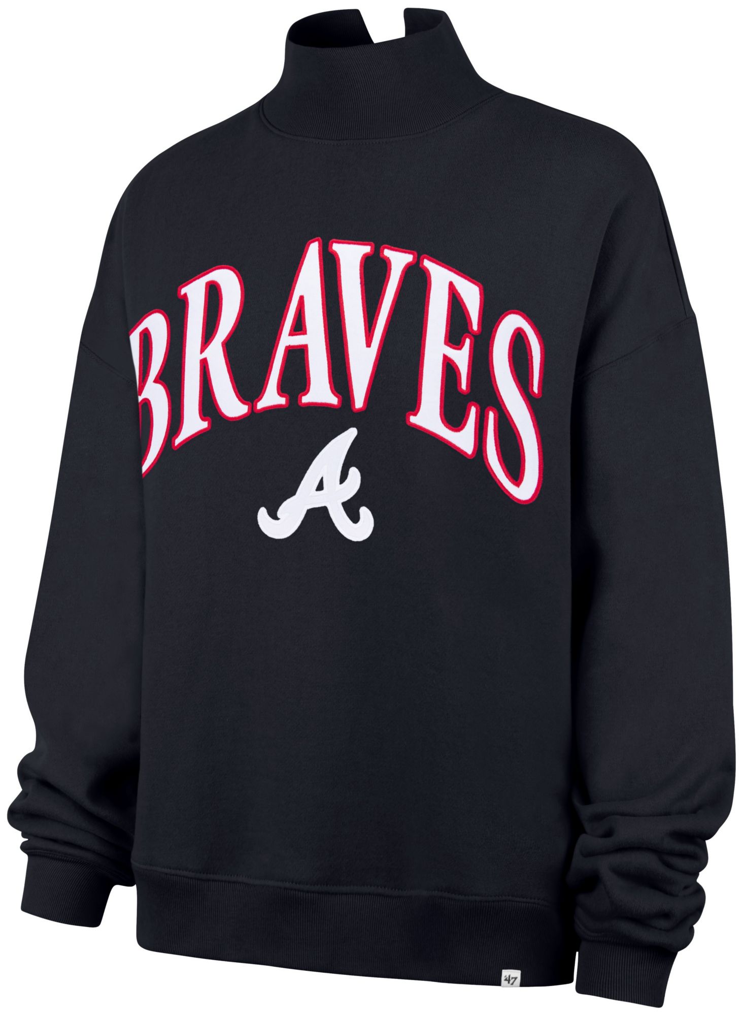 '47 Women's Atlanta Braves Navy Vintage Mock Neck Sweatshirt