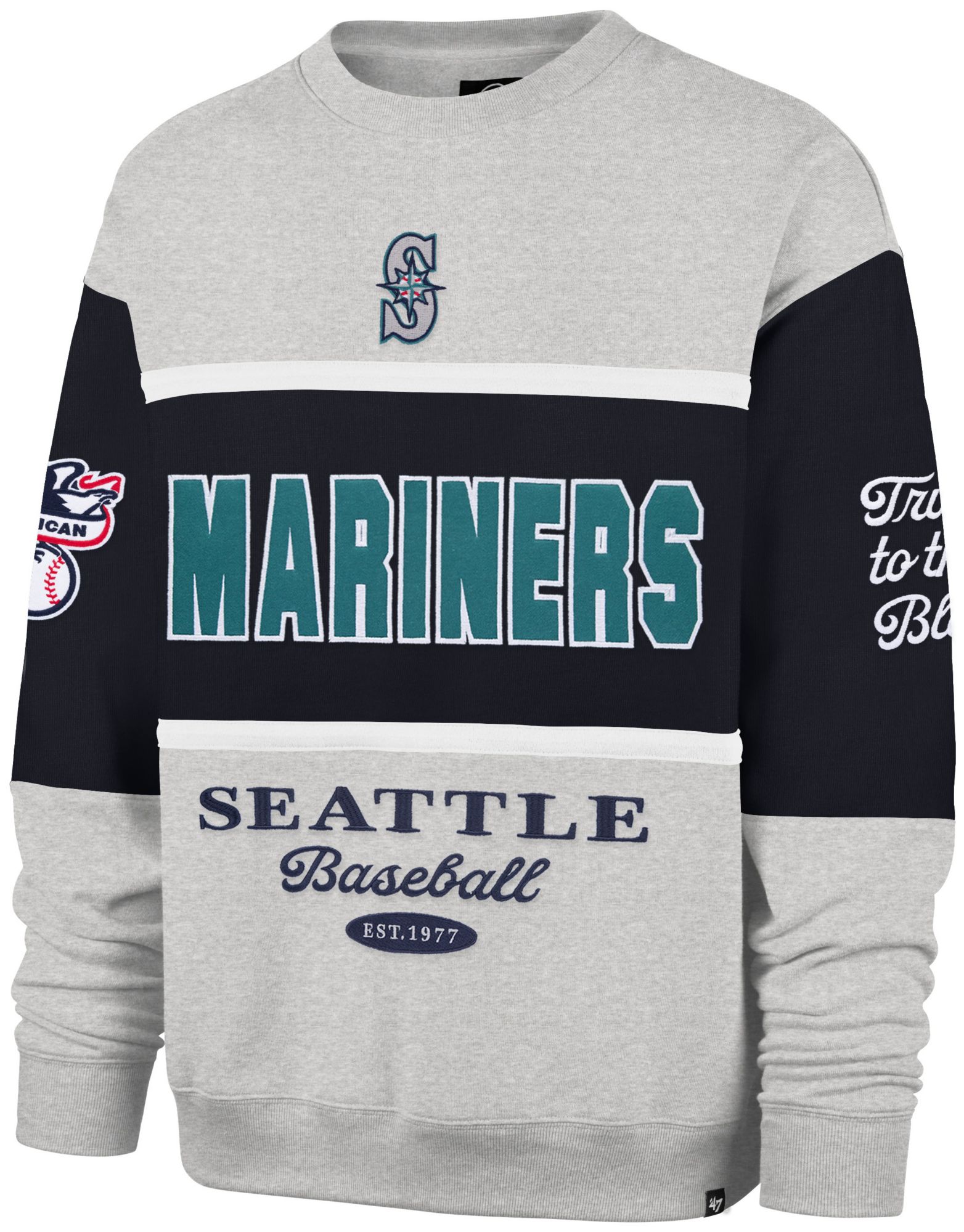 '47 Women's Seattle Mariners Navy Maximalist Crewneck Sweatshirt