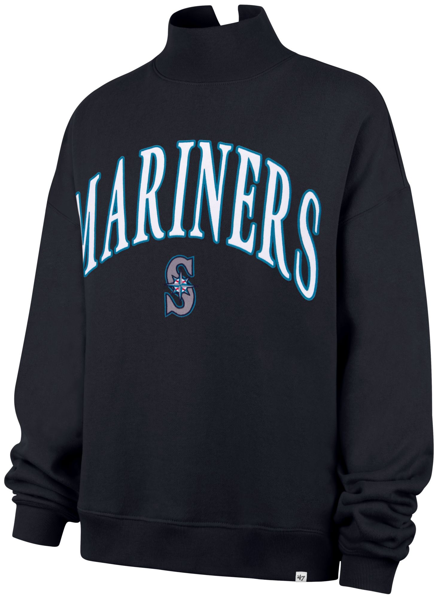 '47 Women's Seattle Mariners Navy Vintage Mock Neck Sweatshirt