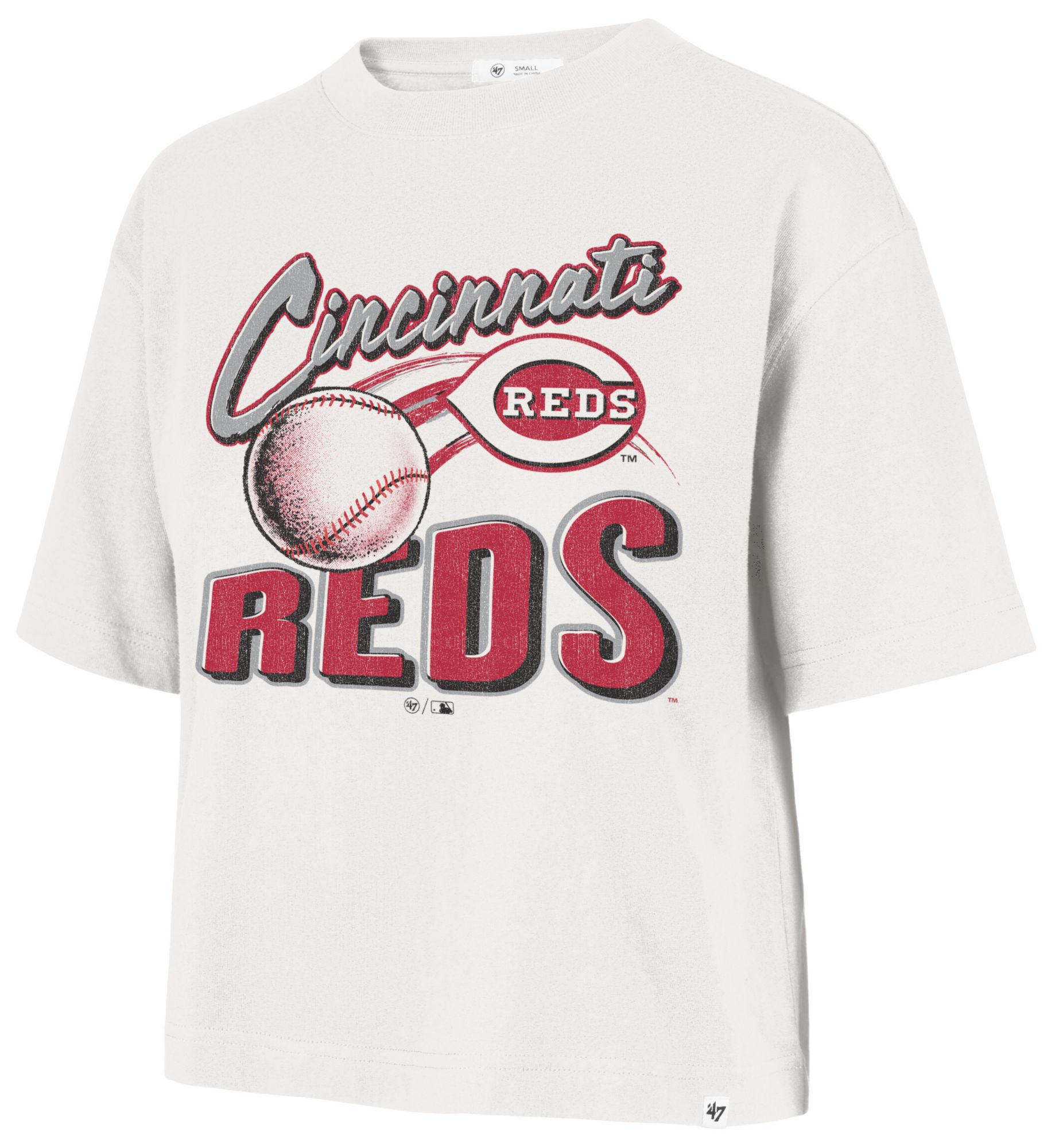 '47 Women's Cincinnati Reds White Reed City Dime Time T-Shirt