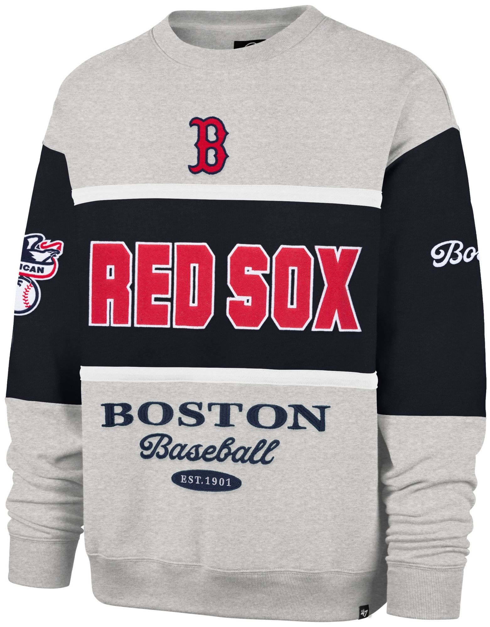 '47 Women's Boston Red Sox Navy Maximalist Crewneck Sweatshirt