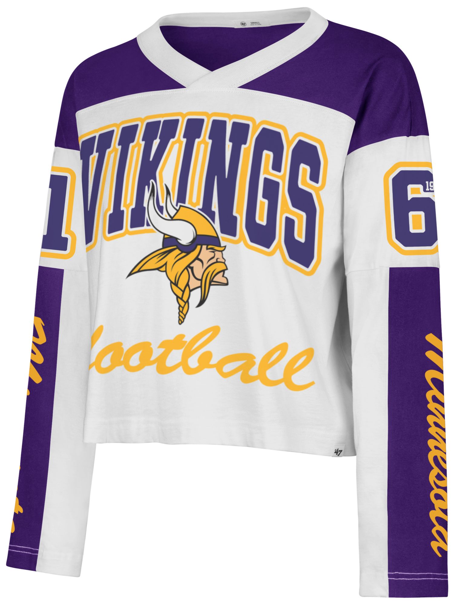 '47 Women's Minnesota Vikings White Exclamation Long Sleeve Shirt