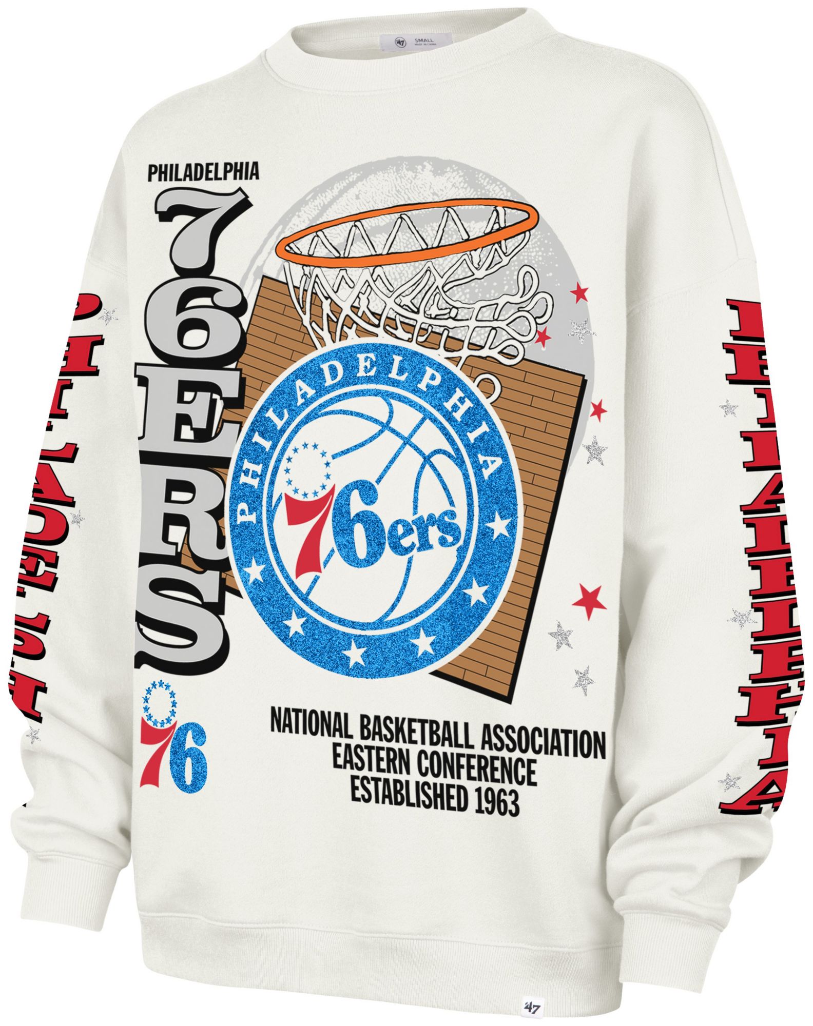 '47 Women's Philadelphia 76ers Thunderous Oversized Crewneck Sweatshirt