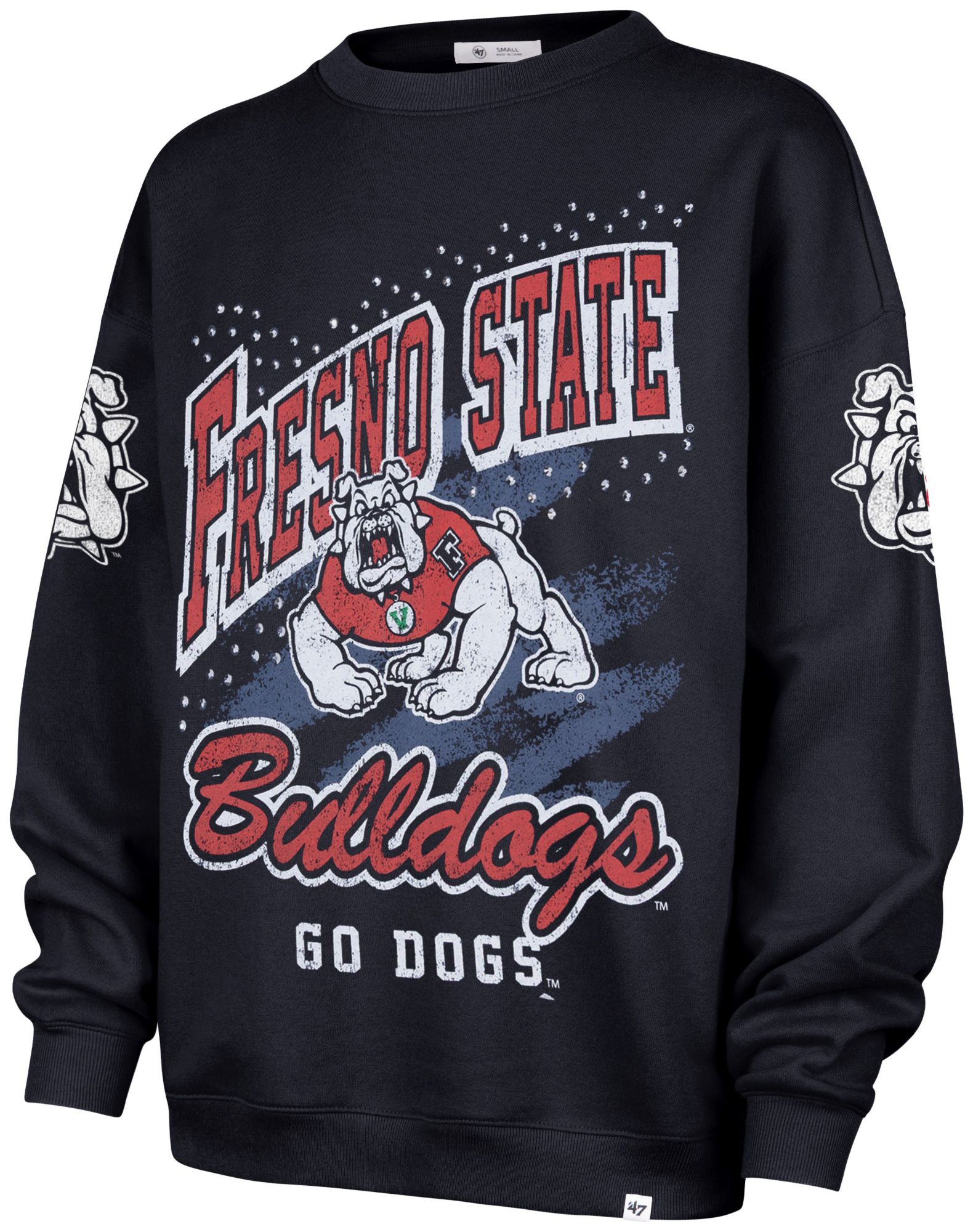 '47 Women's Fresno State Bulldogs Navy Gemstone Crewneck Sweatshirt