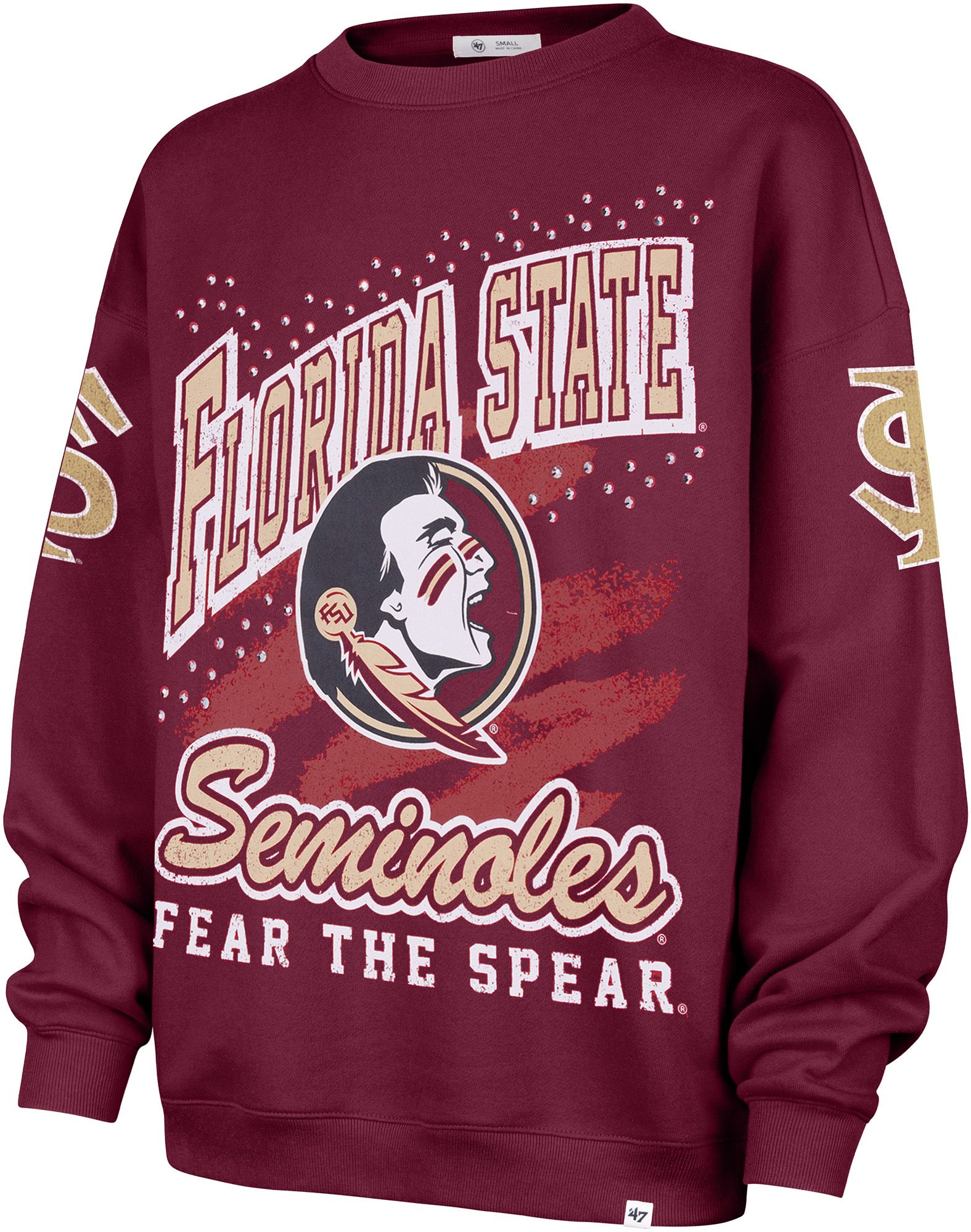 '47 Women's Florida State Seminoles Red Gemstone Crewneck Sweatshirt