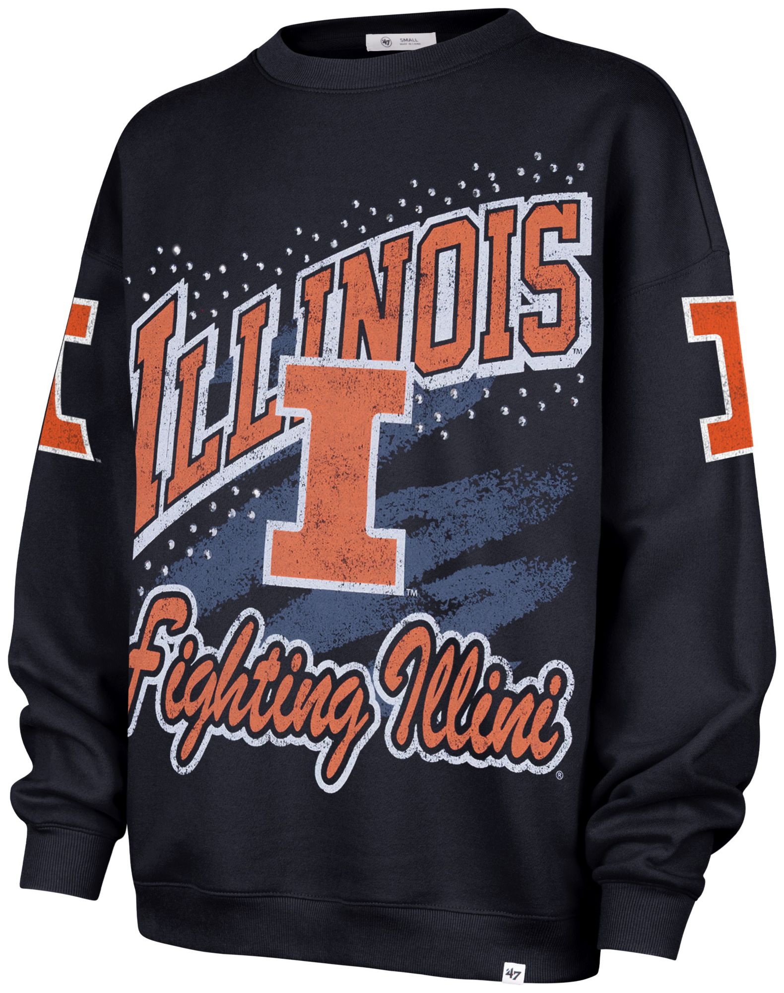 '47 Women's Illinois Fighting Illini Navy Gemstone Crewneck Sweatshirt