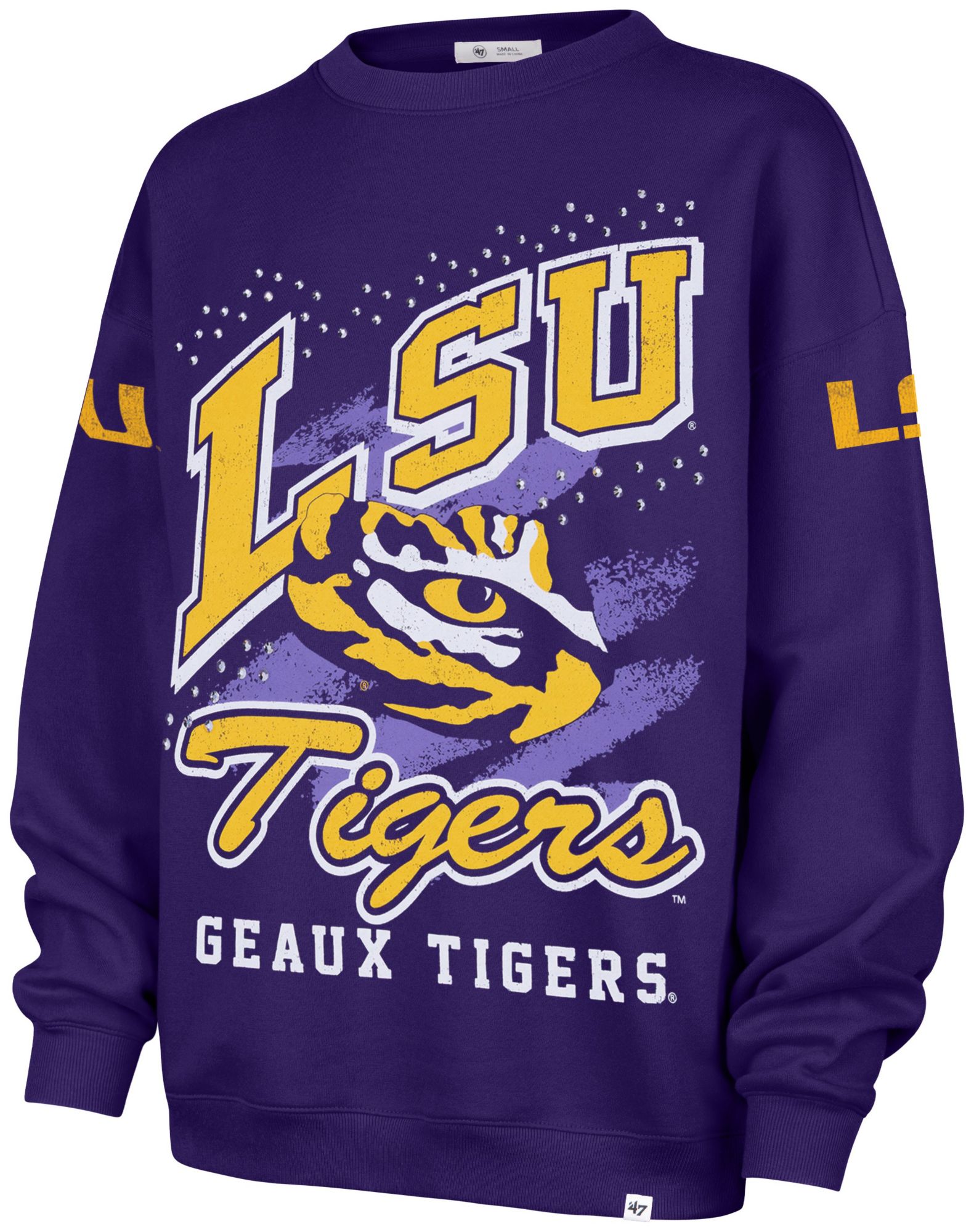'47 Women's LSU Tigers Purple Gemstone Crewneck Sweatshirt