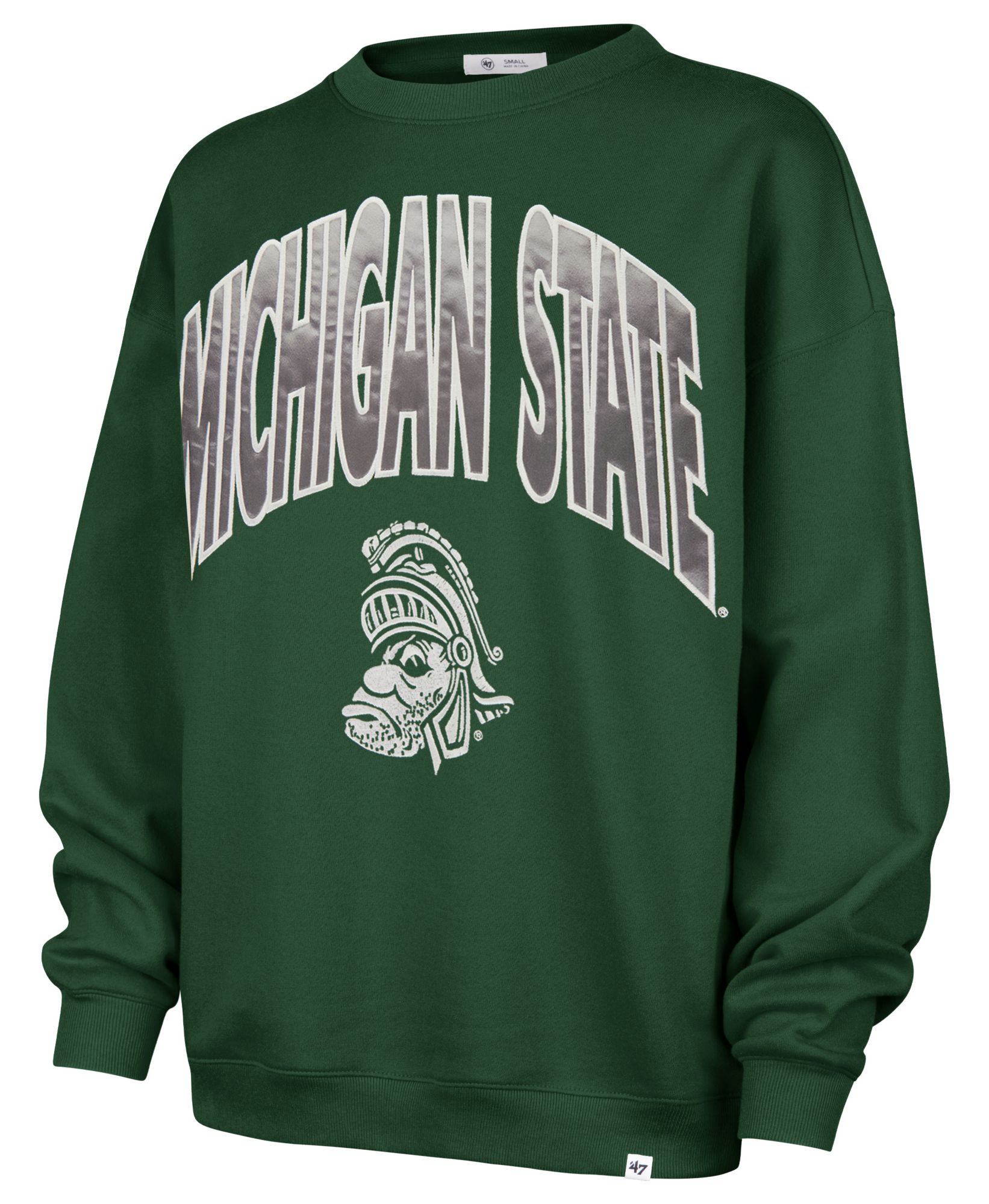 '47 Women's Michigan State Spartans Green Satin Extra Innings Crewneck