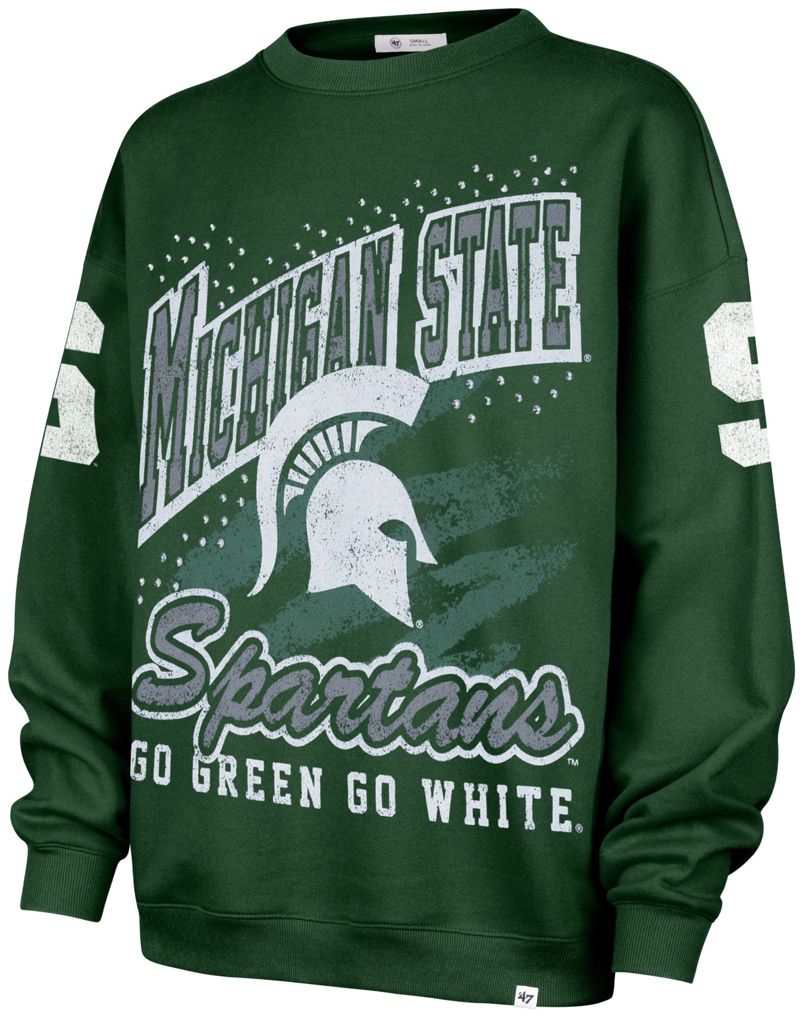 '47 Women's Michigan State Spartans Green Gemstone Crewneck Sweatshirt