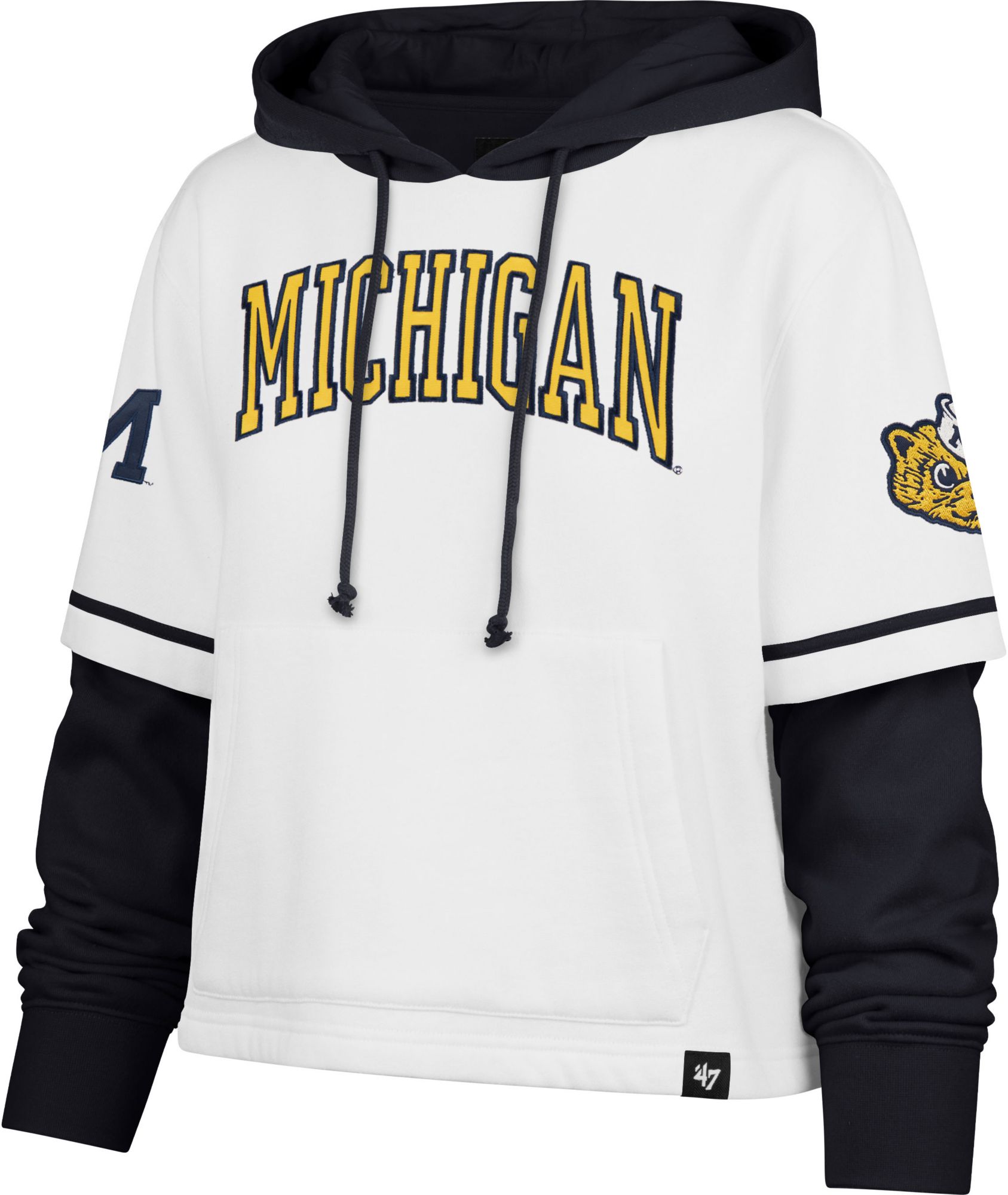 '47 Women's Michigan Wolverines White Pullover Hoodie