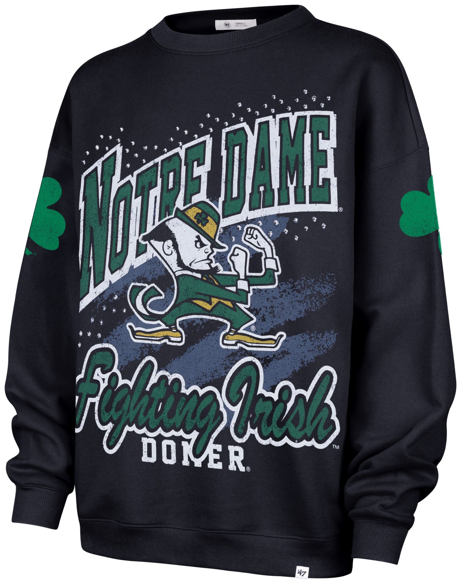 '47 Women's Notre Dame Fighting Irish Navy Gemstone Crewneck Sweatshirt