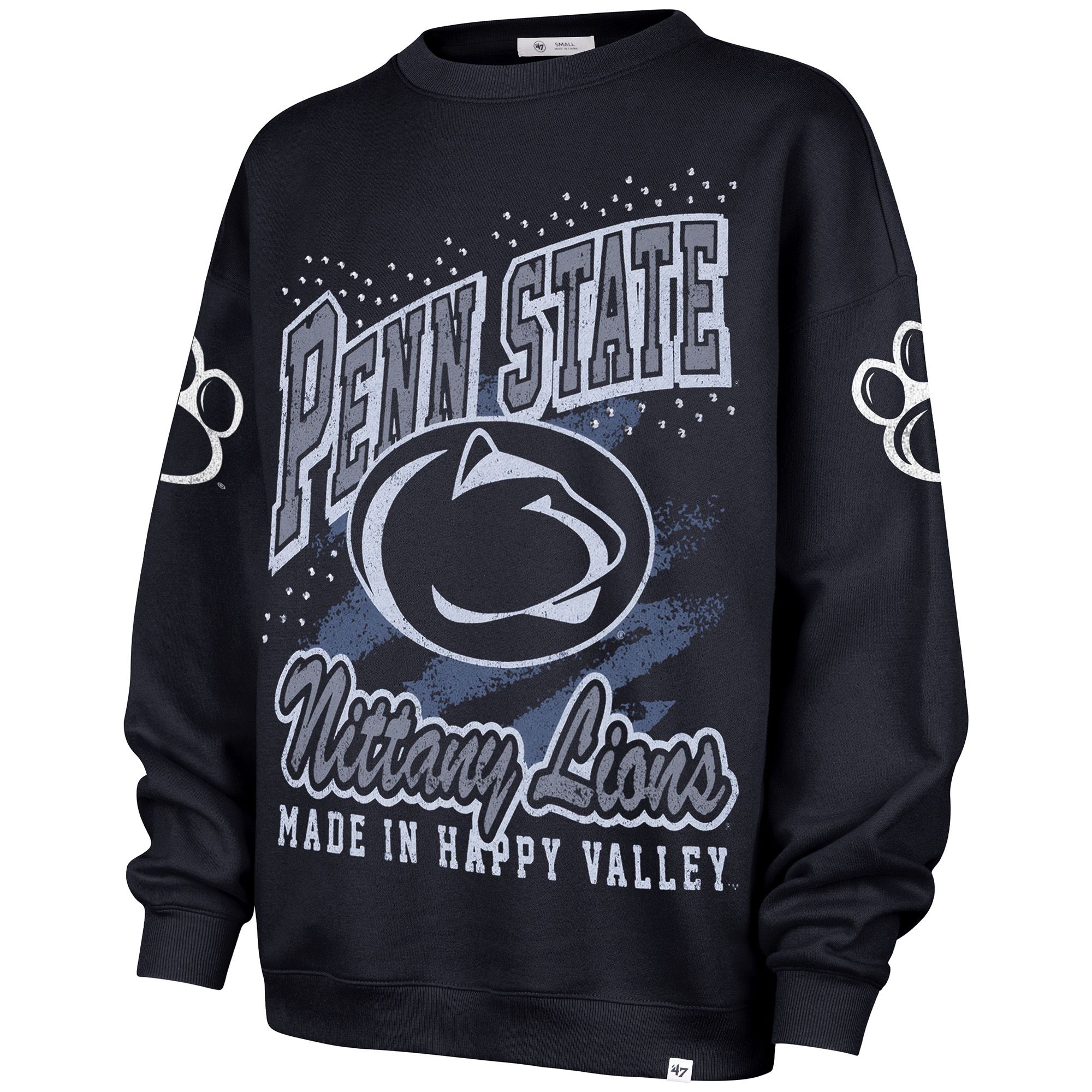'47 Women's Penn State Nittany Lions Navy Gemstone Oversized Crewneck